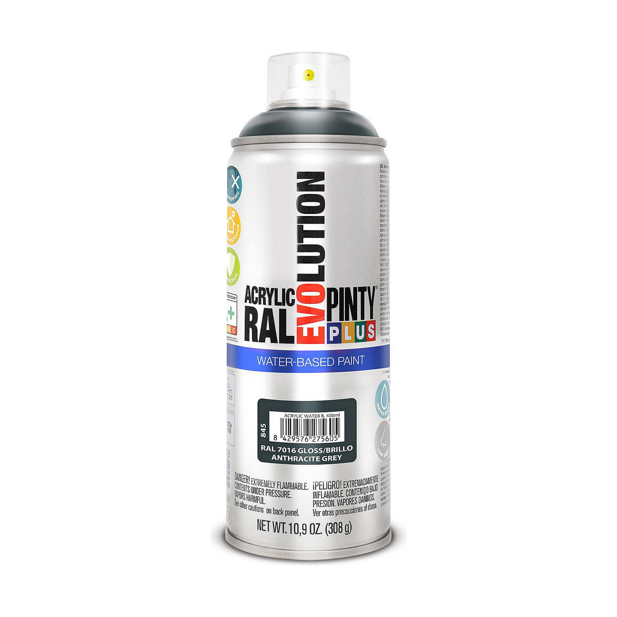 Sprejfärg Pintyplus Evolution RAL 7016 Vattenbaserat Antracitgrå 400 ml - 3