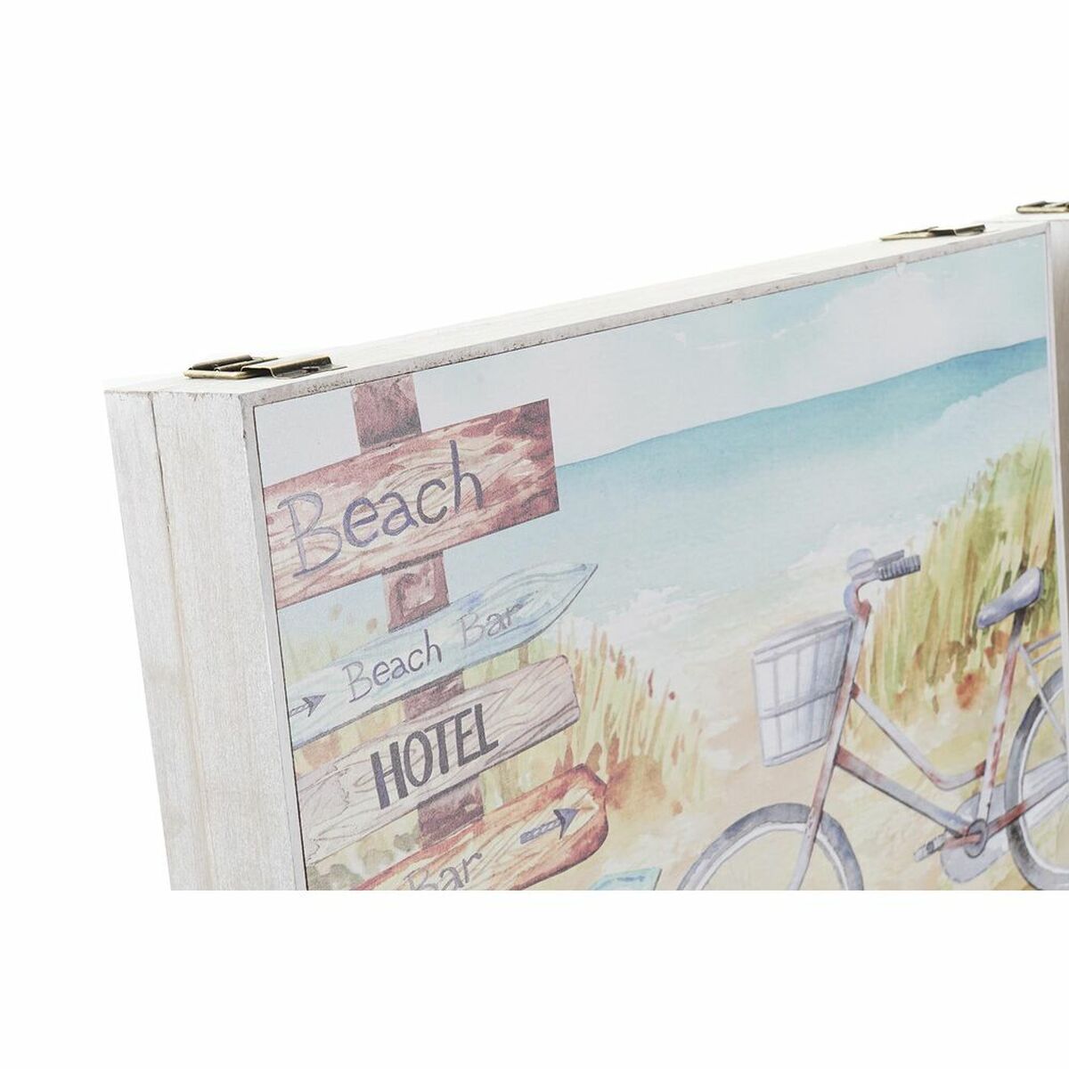 Dekorationslåda DKD Home Decor Multicolour Trä MDF Strand Medelhavs Räknare (2 antal) - 5