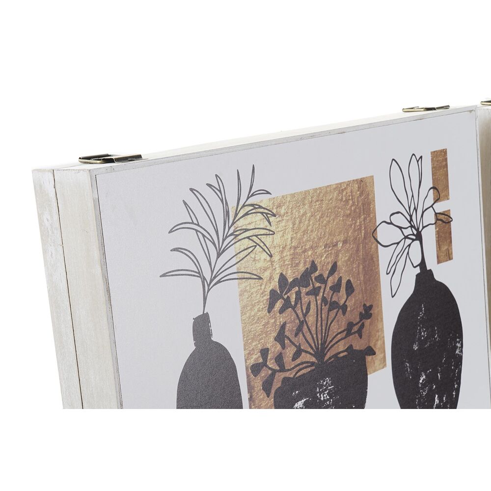 Dekorationslåda DKD Home Decor Vit Svart Gyllene Trä MDF Modern Vas (2 antal) - 2