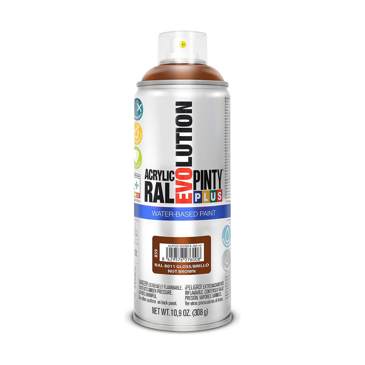 Sprejfärg Pintyplus Evolution RAL 8011 Vattenbaserat Nut Brown 400 ml - 3