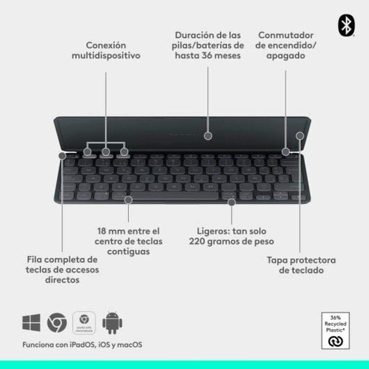 Tangentbord Logitech Svart Qwerty Spanska QWERTY - 6