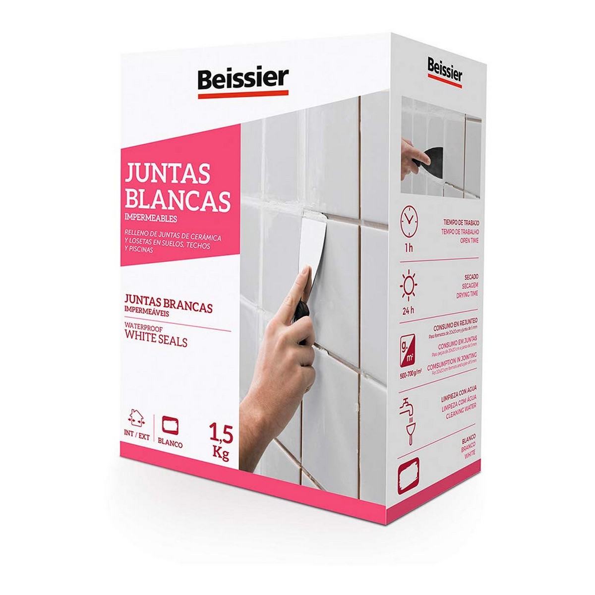 Filler Beissier 70162-002 Ogenomtränglig Tätningar Vit 1,5 Kg