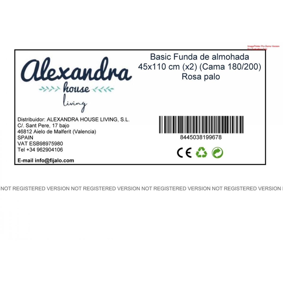 Örngott HappyFriday BASIC Ljusrosa 45 x 110 cm (2 antal) - 2