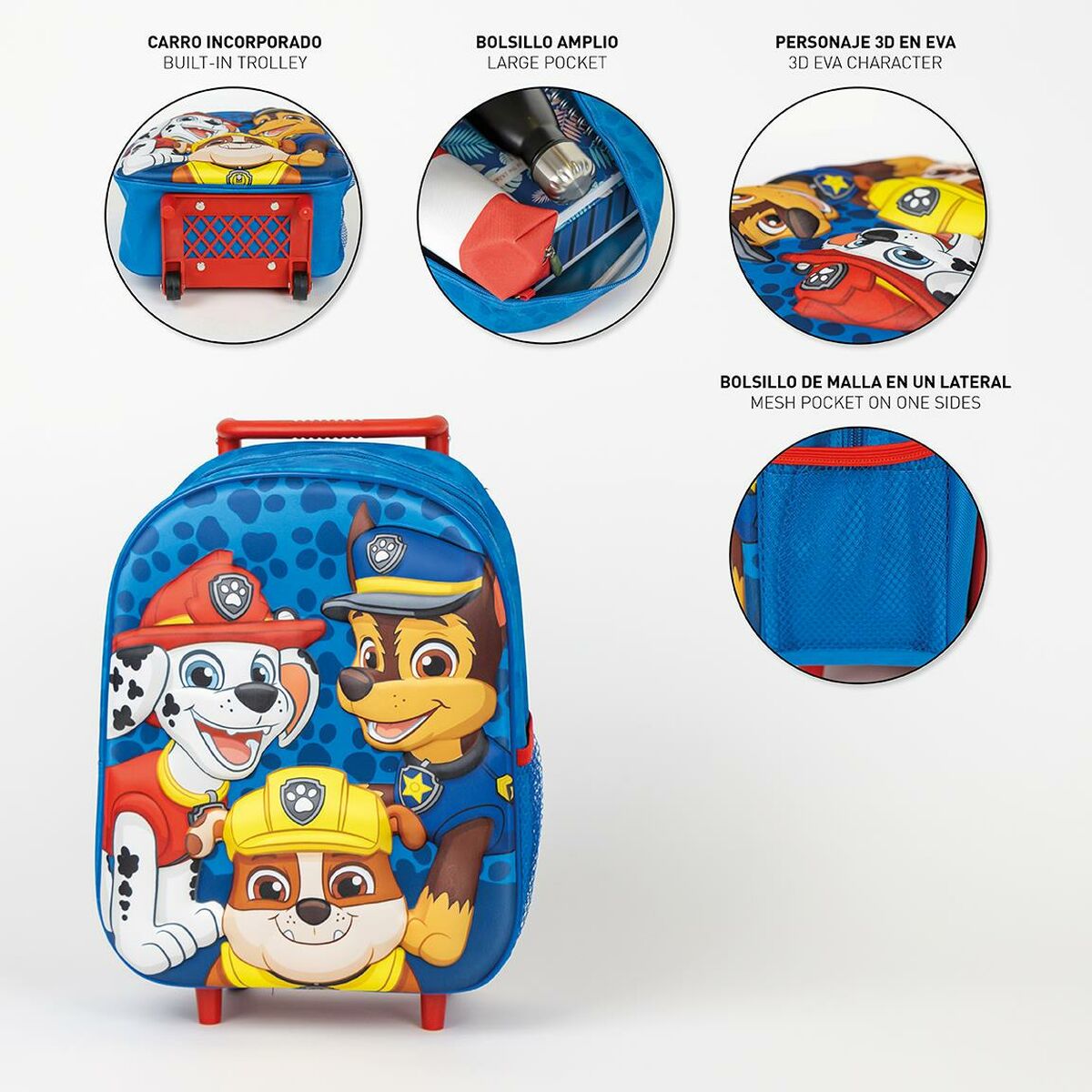 Skolväska med hjul The Paw Patrol Blå 25 x 31 x 10 cm - 7