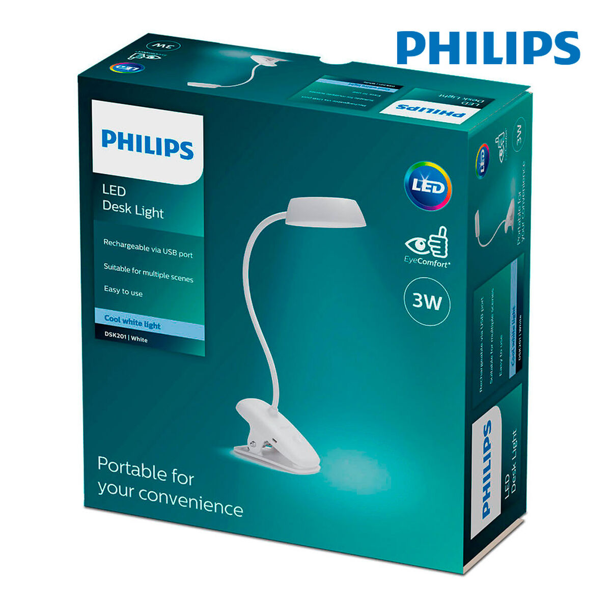 Bordslampa Philips Lámpara de mesa Vit Metall 3 W - 4