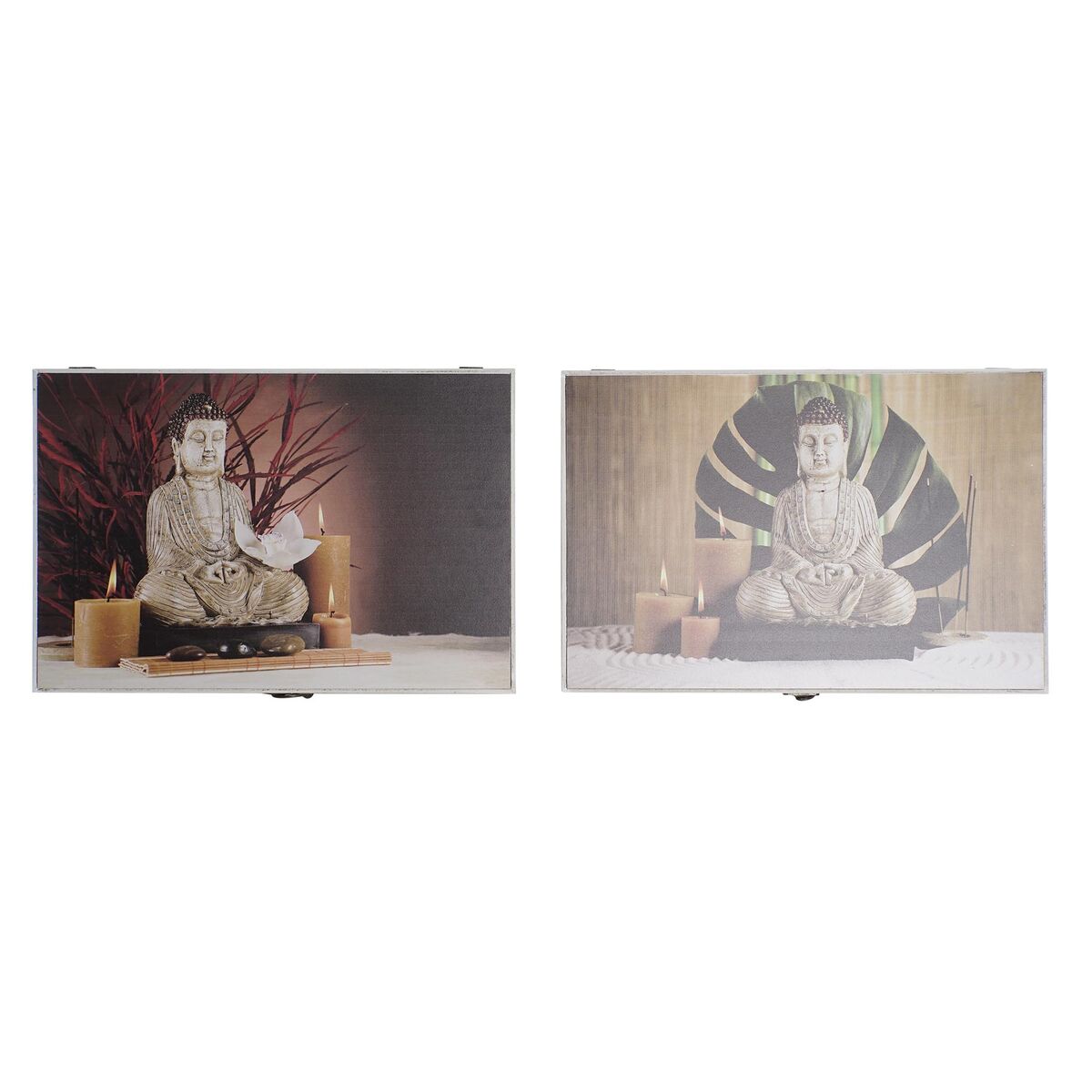 Dekorationslåda DKD Home Decor Multicolour Trä MDF Buddha Räknare (2 antal)