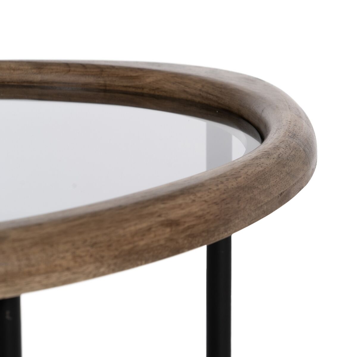 Sidobord Svart Naturell Glas Järn Gummiträ 61 x 50 x 53 cm - 5