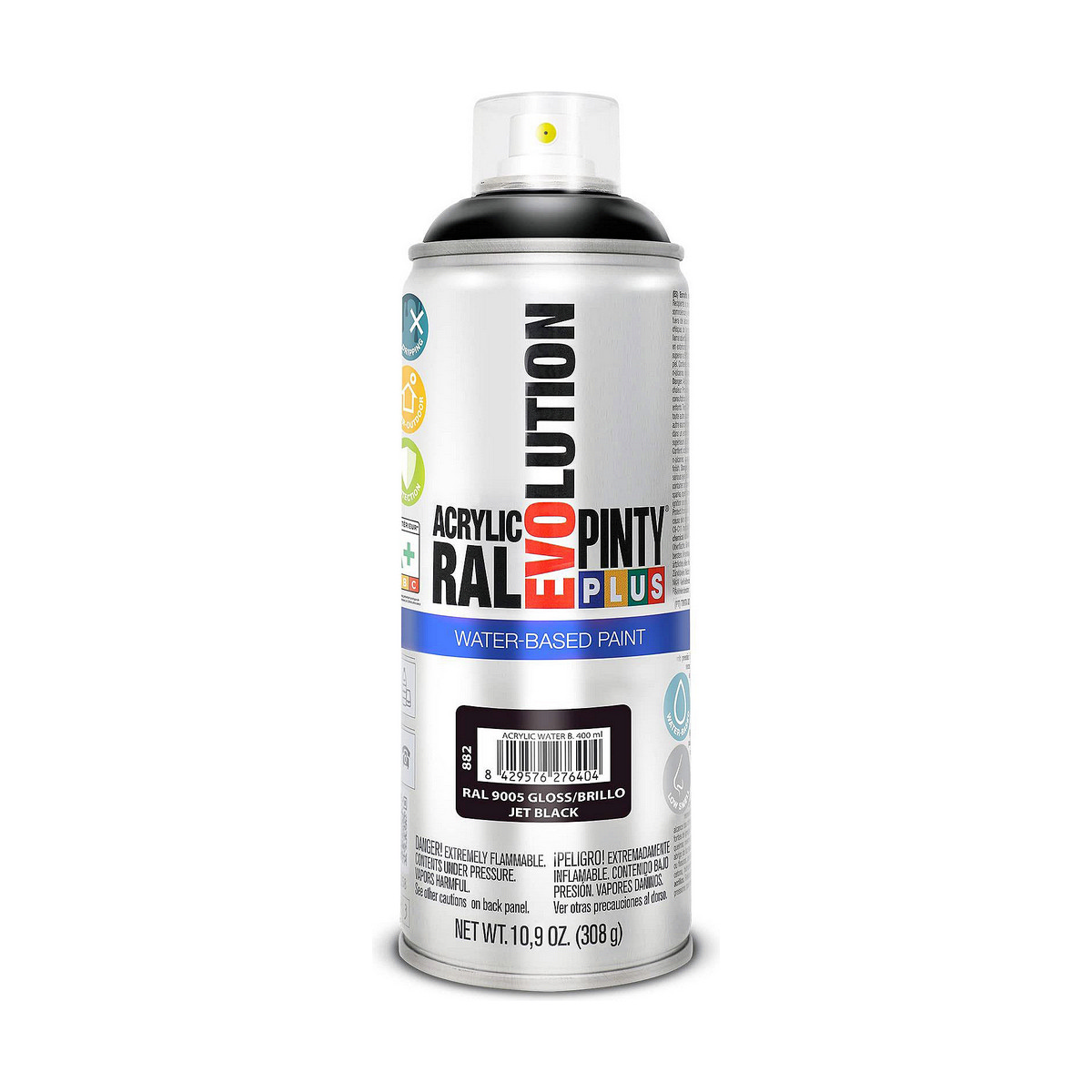 Sprejfärg Pintyplus Evolution RAL 9005 Vattenbaserat Jet Black 400 ml - 3