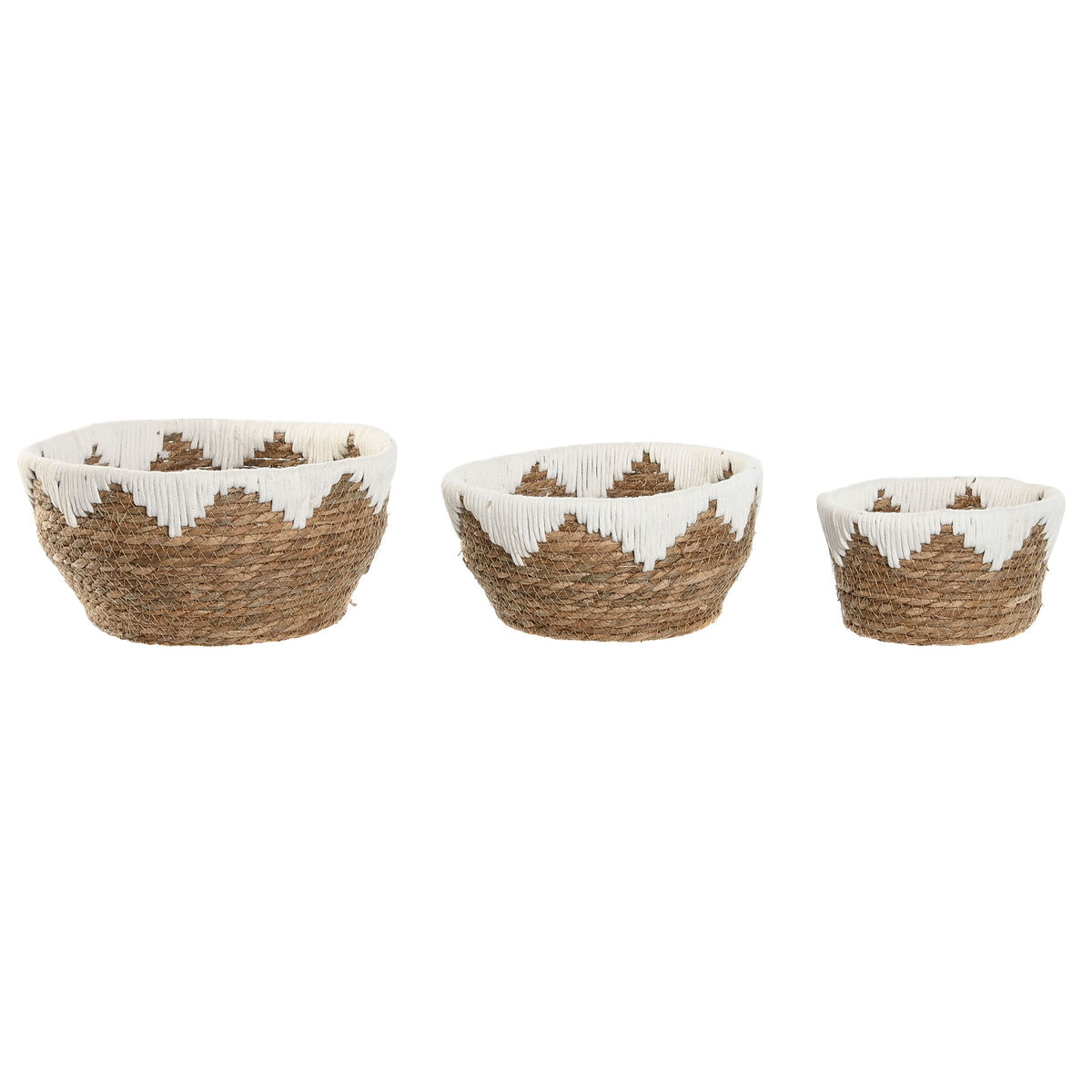 Bordsdekoration Home ESPRIT Vit Naturell 30,5 x 30,5 x 14 cm (3 Delar)