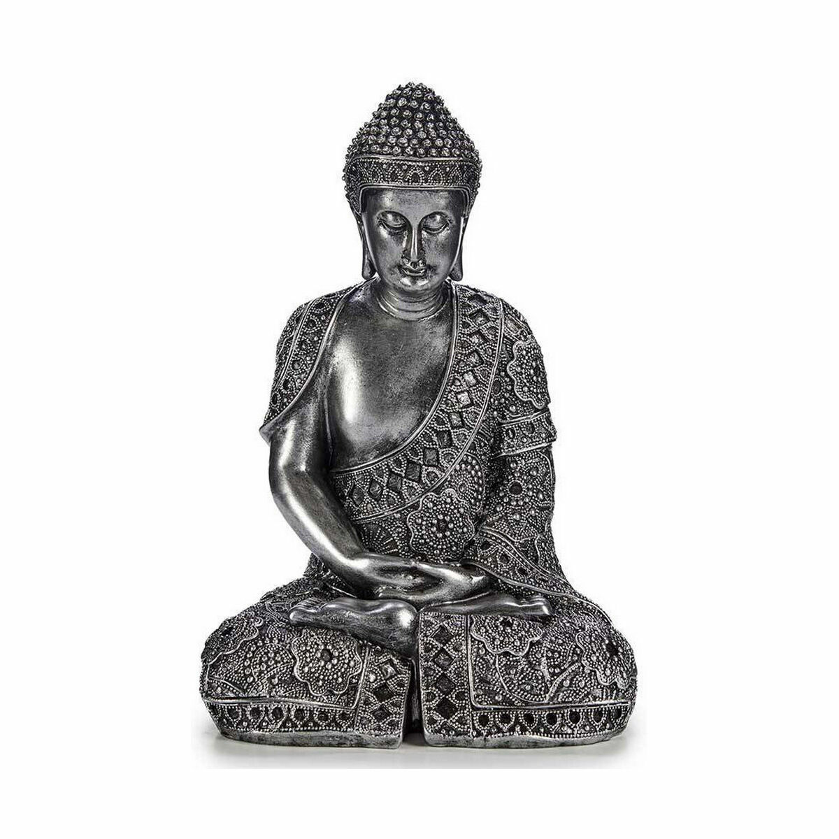 Prydnadsfigur Buddha Sittande Silvrig 17 x 32,5 x 22 cm (4 antal) - 3