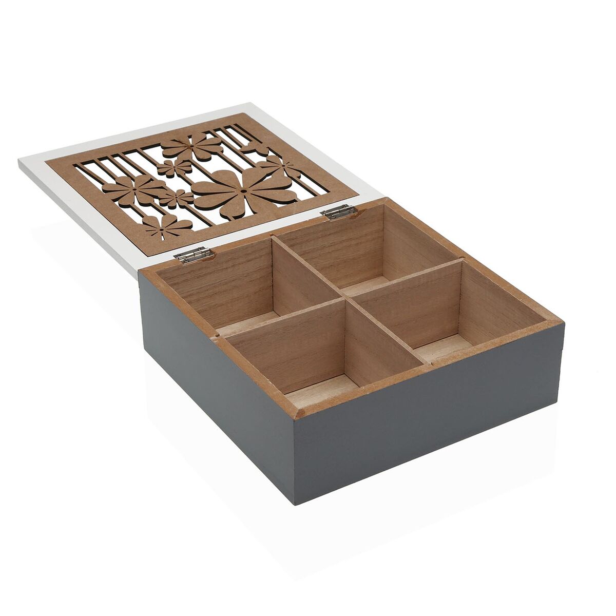 Låda för örtte Versa Trä MDF 20 x 7 x 20 cm Virágok - 2