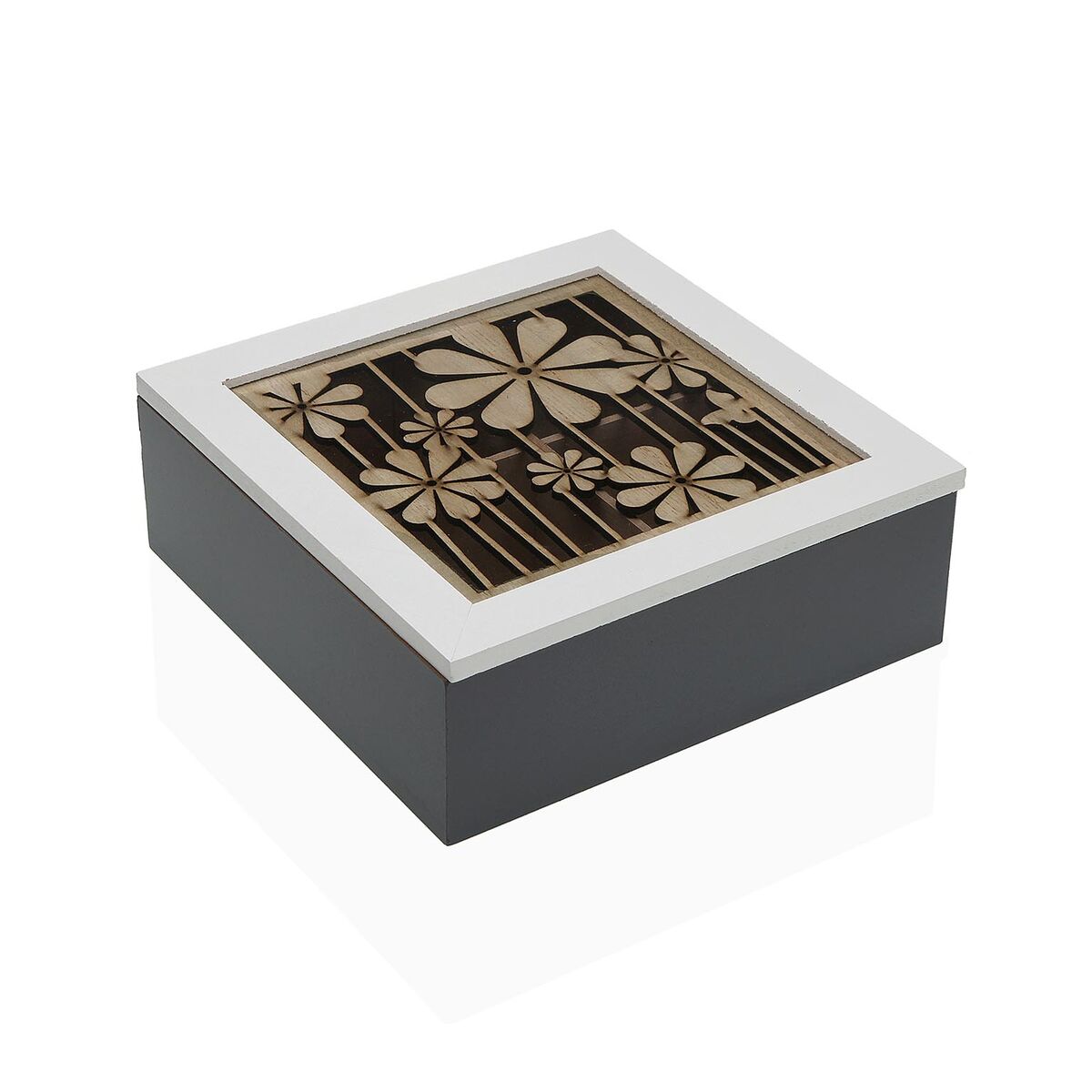 Låda för örtte Versa Trä MDF 20 x 7 x 20 cm Virágok