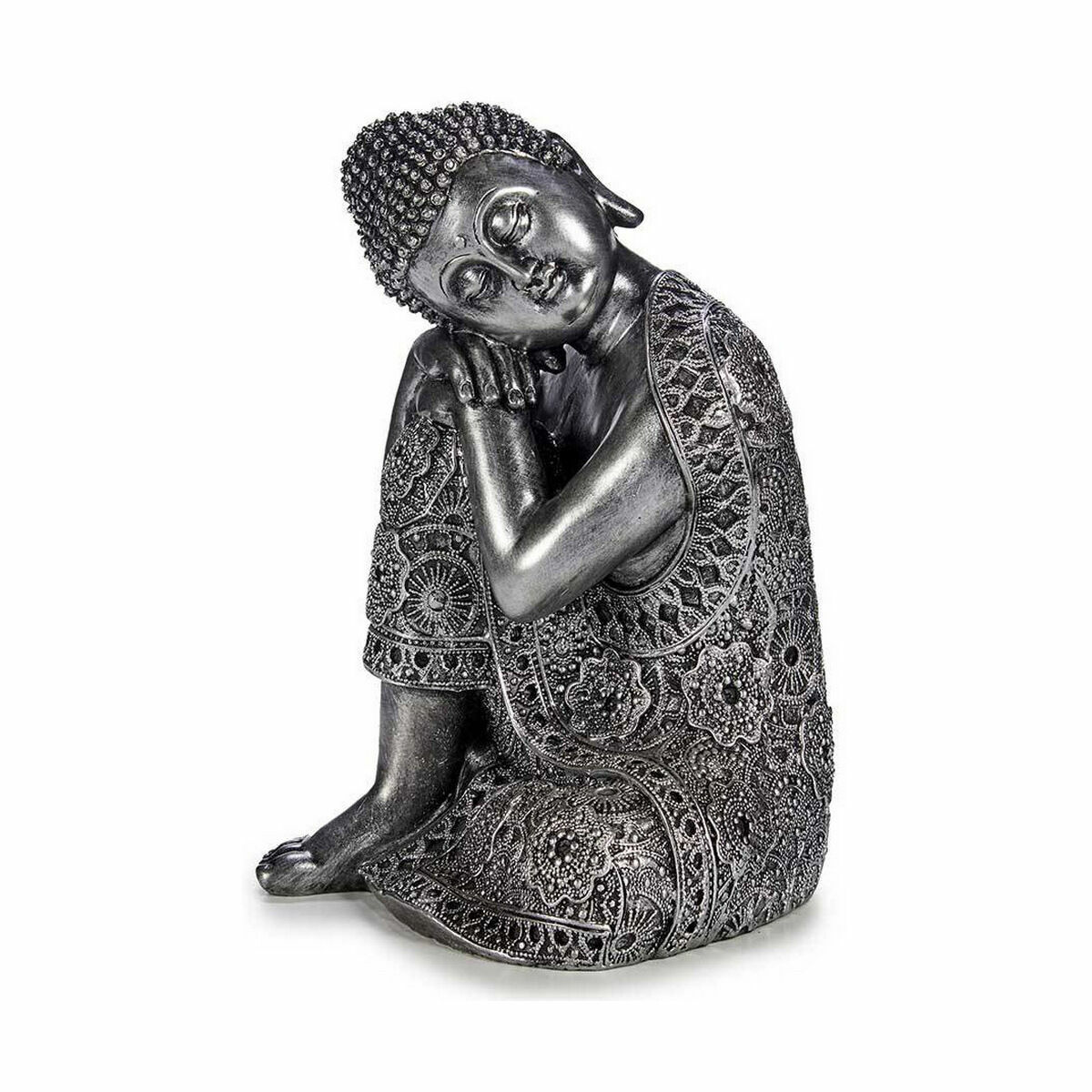 Prydnadsfigur Gift Decor Silvrig Silver Buddha Sittande 20 x 30 x 20 cm (4 antal) - 3