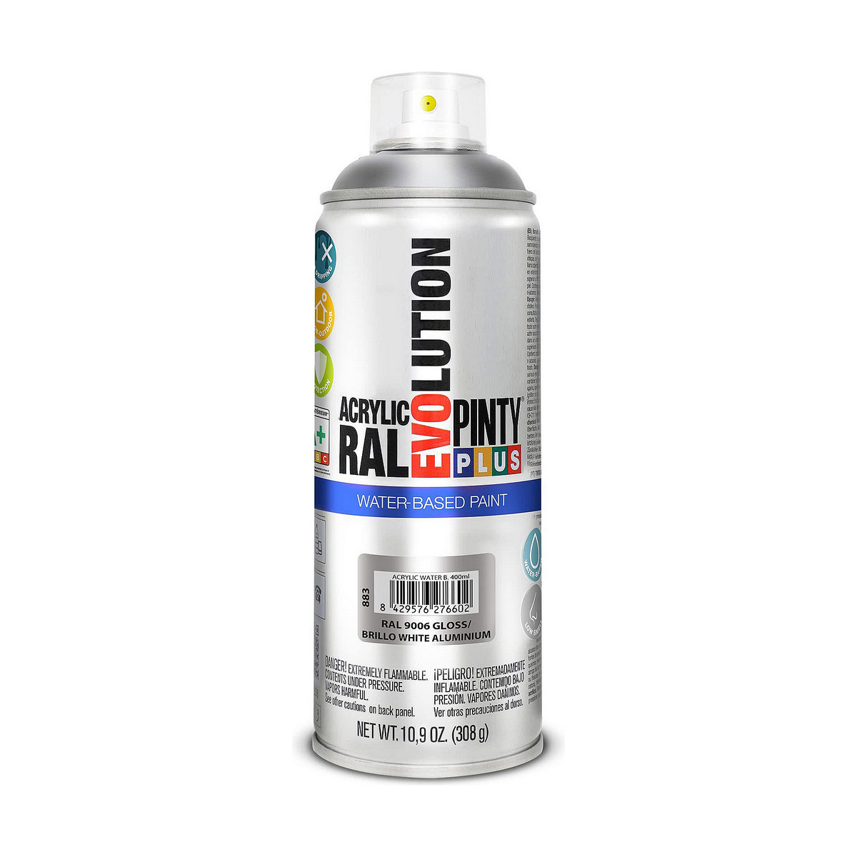 Sprejfärg Pintyplus Evolution RAL 9006 Vattenbaserat White Aluminium 400 ml - 3