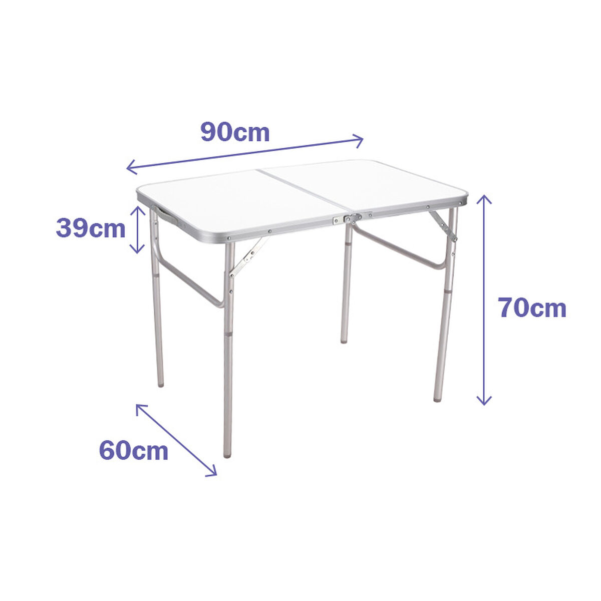 Marbueno Hopfällbart Aluminiumbord D25 Blandade Camping och strand 90X60X39/70 cm 10031 - 4
