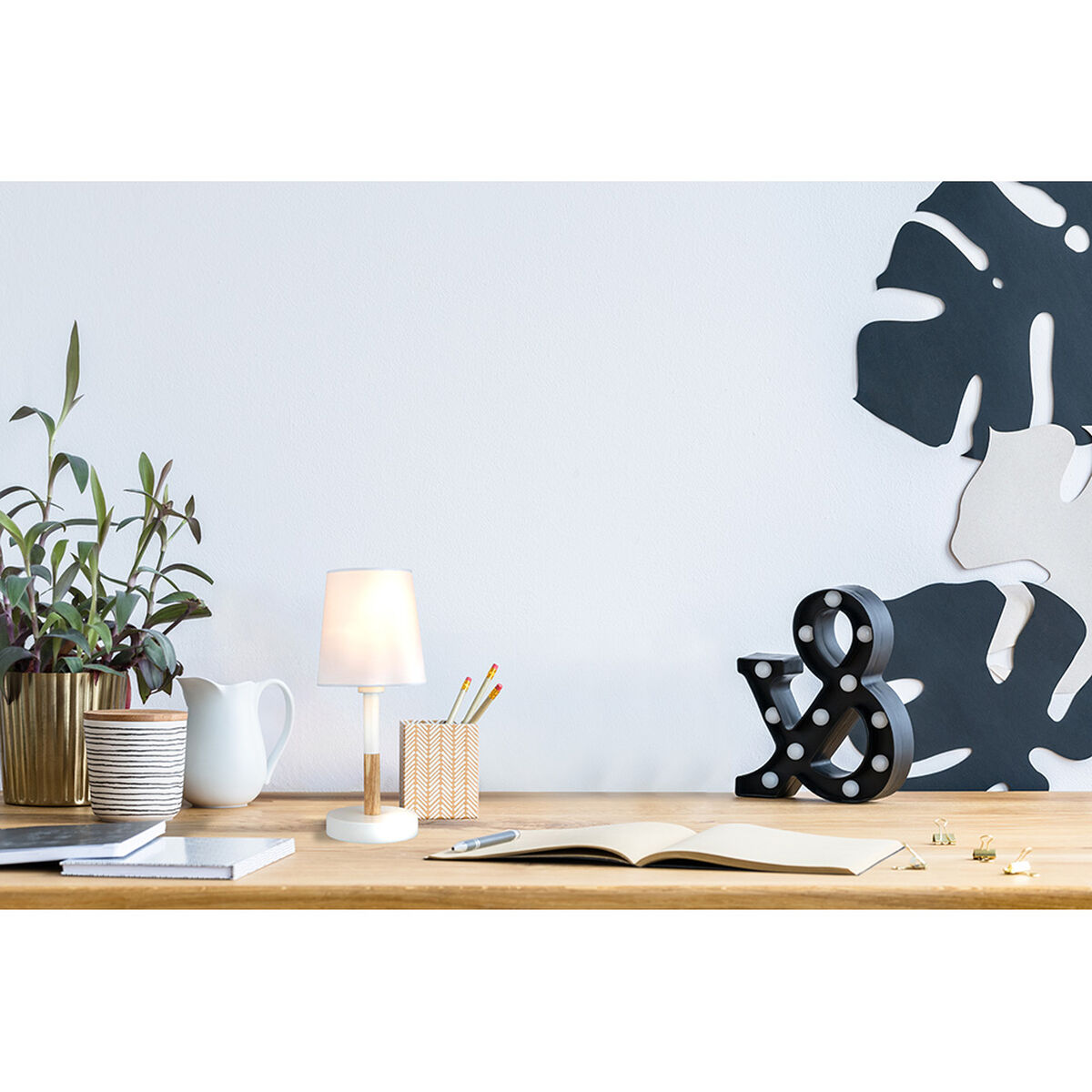 Bordslampa EDM 32016 Vit Trä Stål 40 W 220-240 V Ø 13 x 32 cm - 2