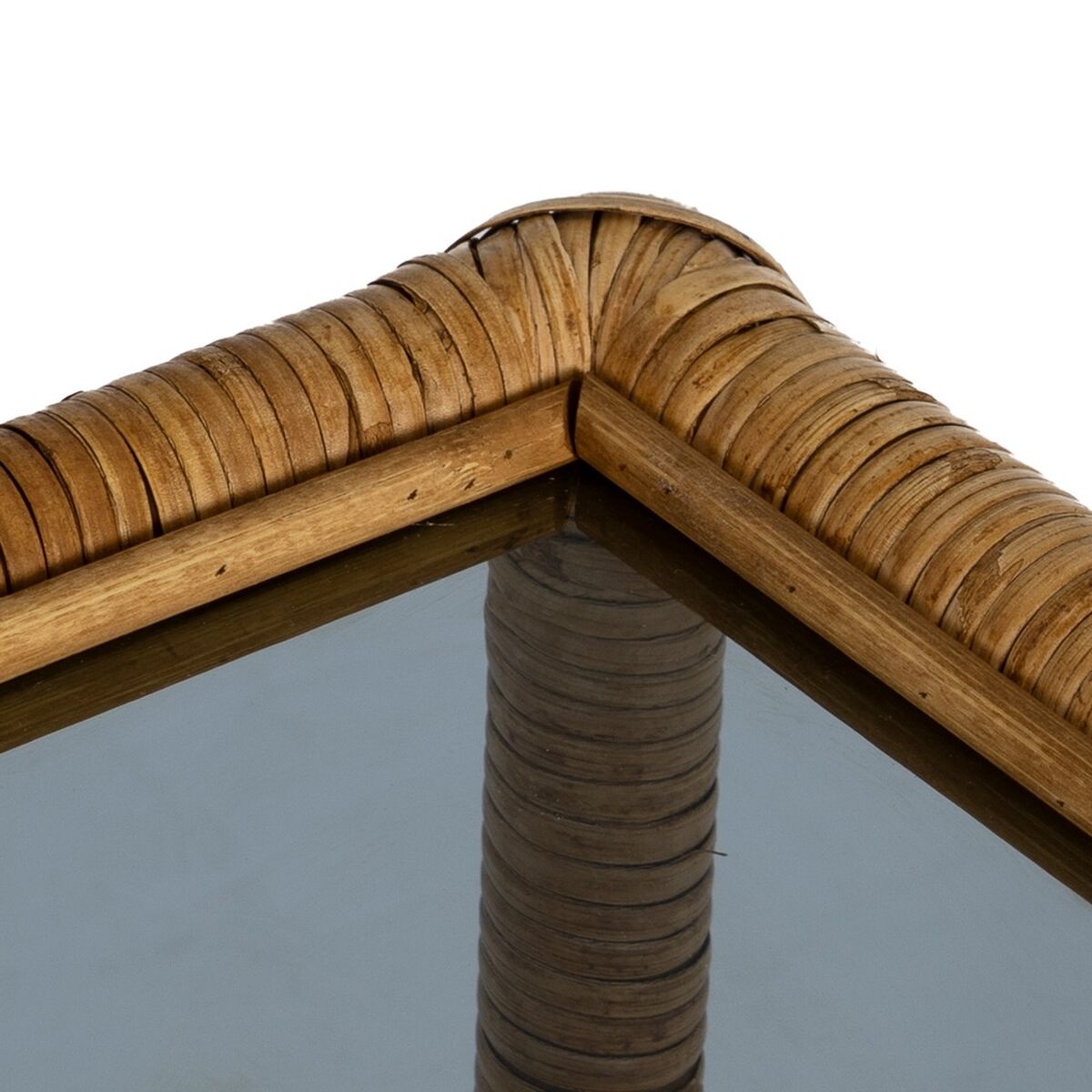 Sidobord Beige Glas Rattan 50 x 50 x 45 cm - 4