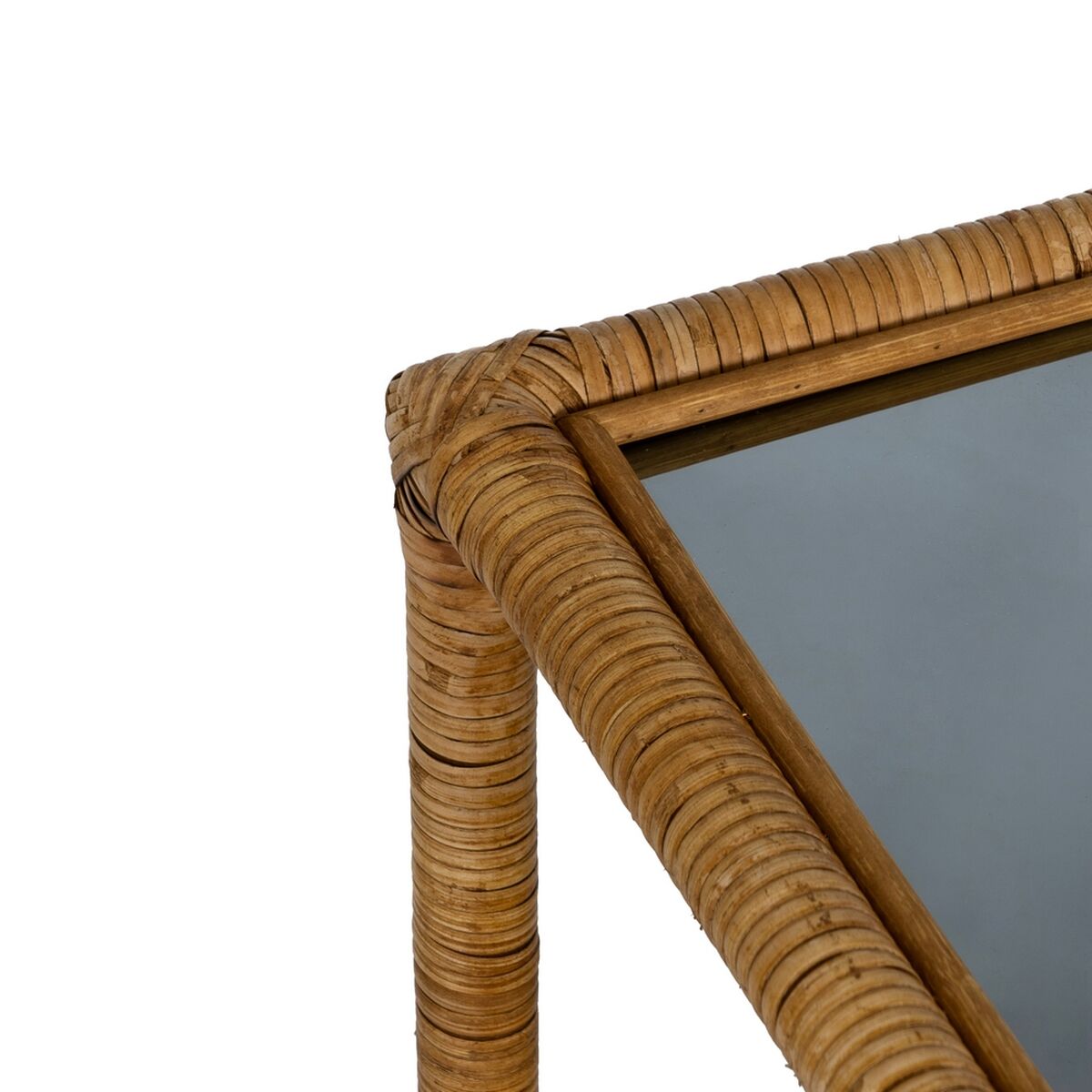 Sidobord Beige Glas Rattan 50 x 50 x 45 cm - 3