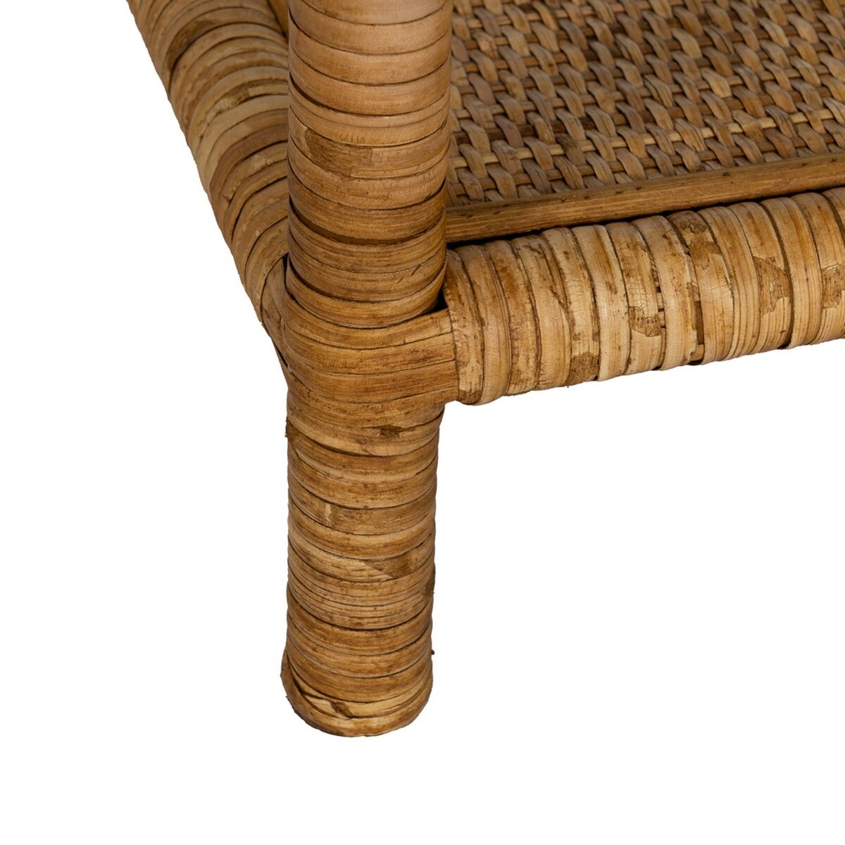 Sidobord Beige Glas Rattan 50 x 50 x 45 cm - 5