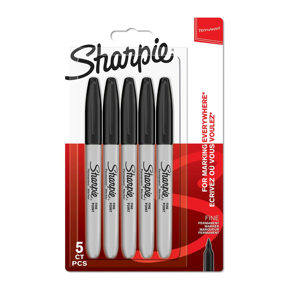 Permanent markörpenna Sharpie Svart 5 antal - 2