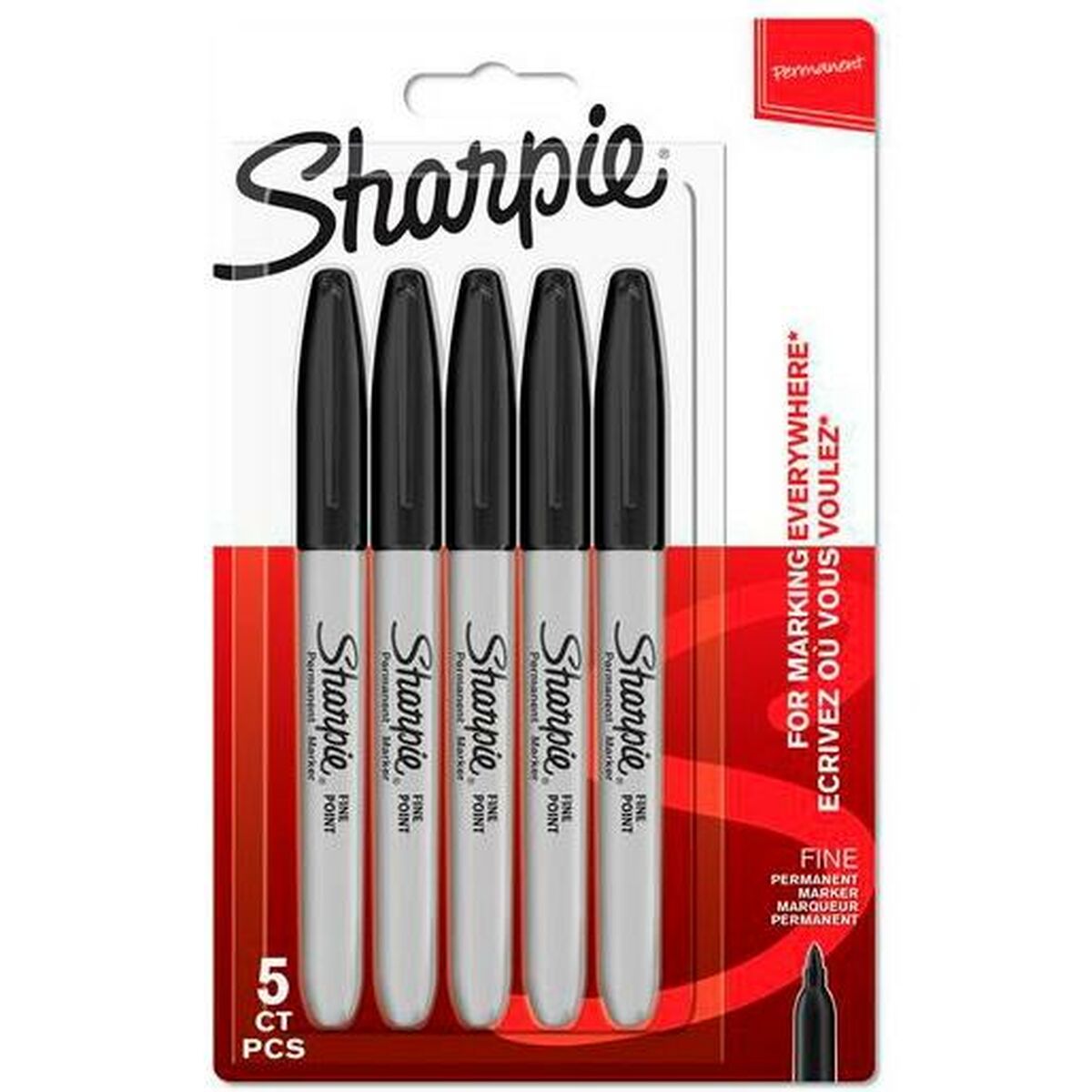 Permanent markörpenna Sharpie Svart 5 antal