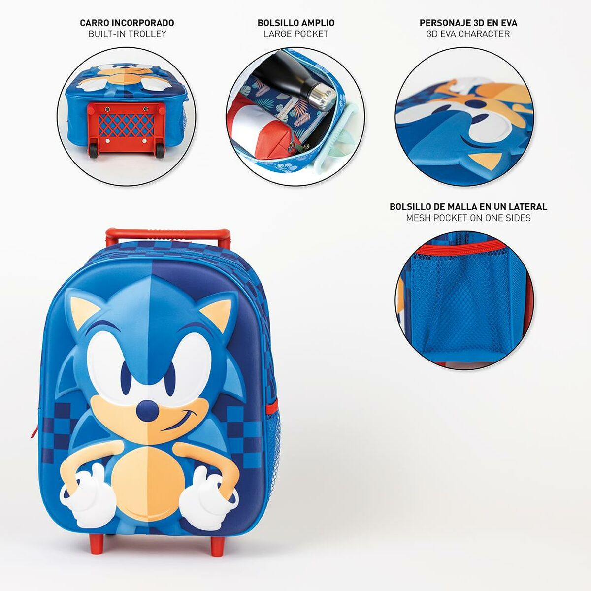 Skolväska med hjul Sonic Blå 25 x 31 x 10 cm - 7