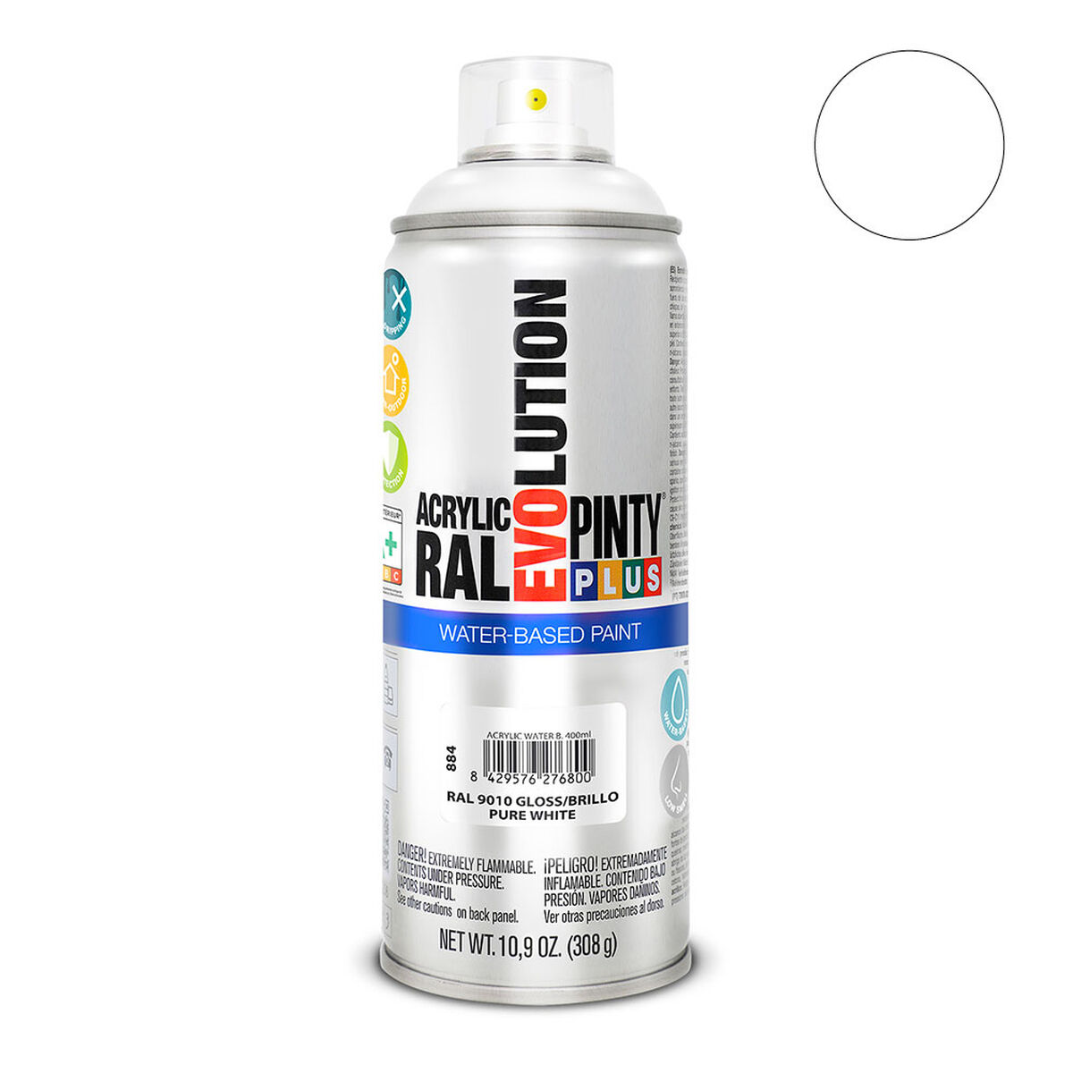 Sprejfärg Pintyplus Evolution RAL 9010 400 ml Vattenbaserat Pure White - 4