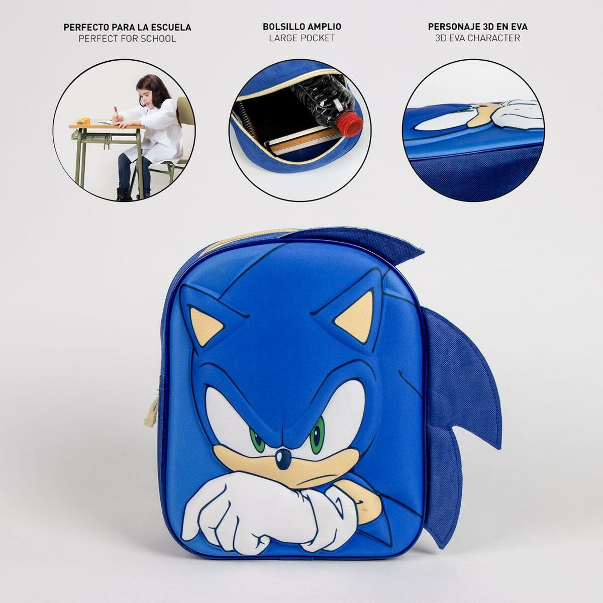 Skolryggsäck Sonic Blå 22 x 27 x 10 cm - 6