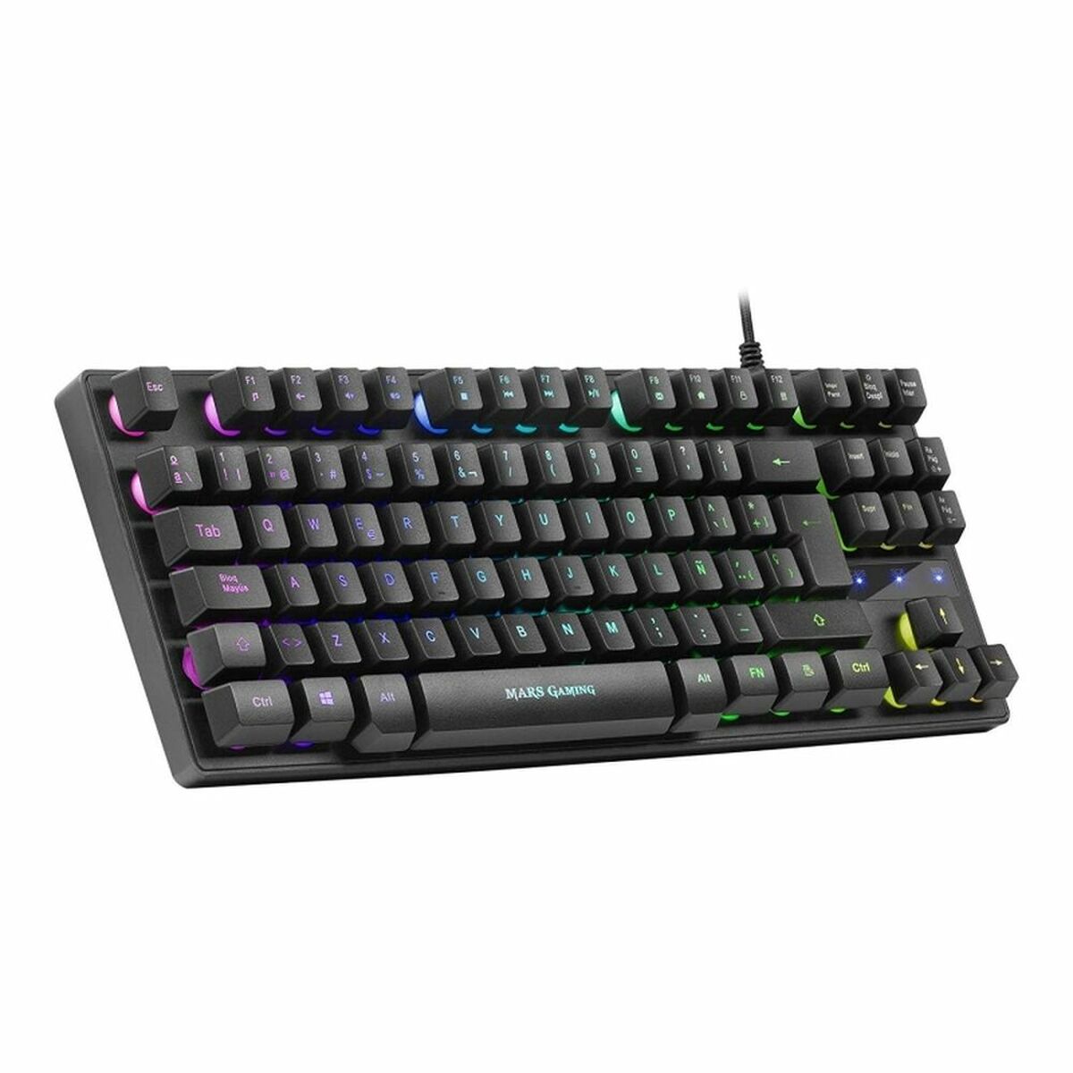 Gaming Tangentbord/ OR: Speltangentbord Mars Gaming MKTKLES LED RGB Qwerty Spanska - 6