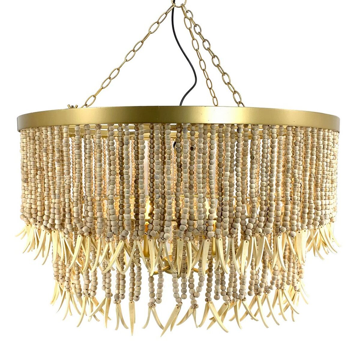 Taklampa 80 x 80 x 42 cm Naturell Metall Trä