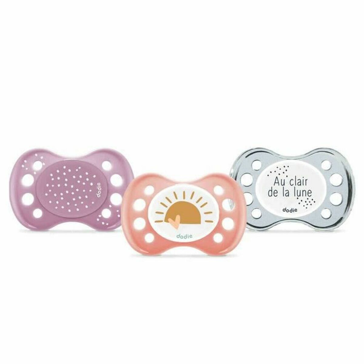 Set med nappar i silikon Dodie Multicolour 3 Delar