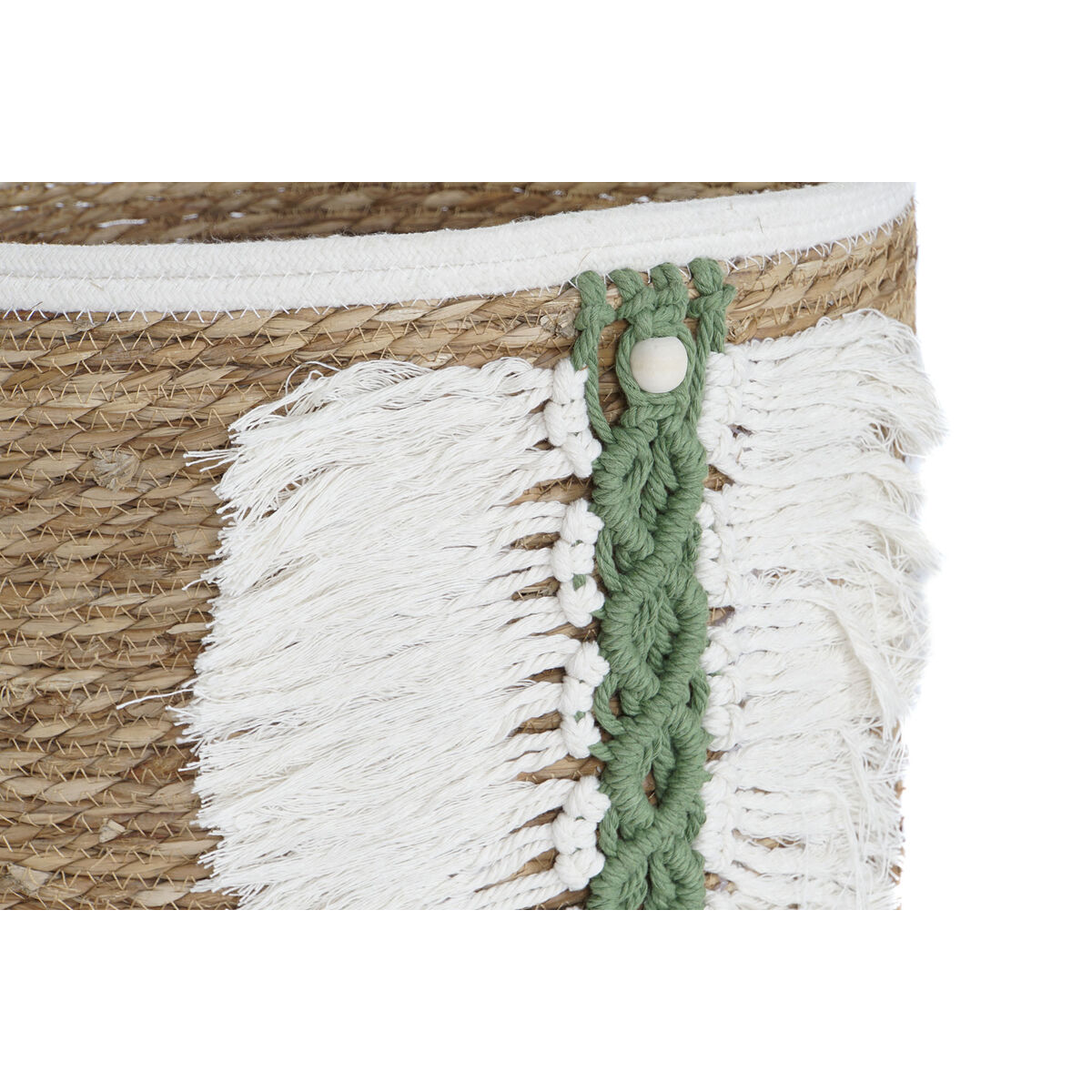 Korg - set Home ESPRIT Vit Grön Naturell Naturliga fibrer Tropiskt 39 x 39 x 36 cm 39 x 39 x 47 cm 3 Delar - 3