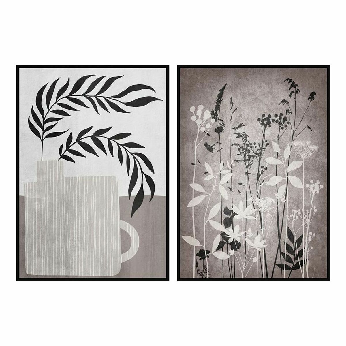 Tavla DKD Home Decor 53 x 4,5 x 73 cm Modern Löv av en växt (2 antal) - 3