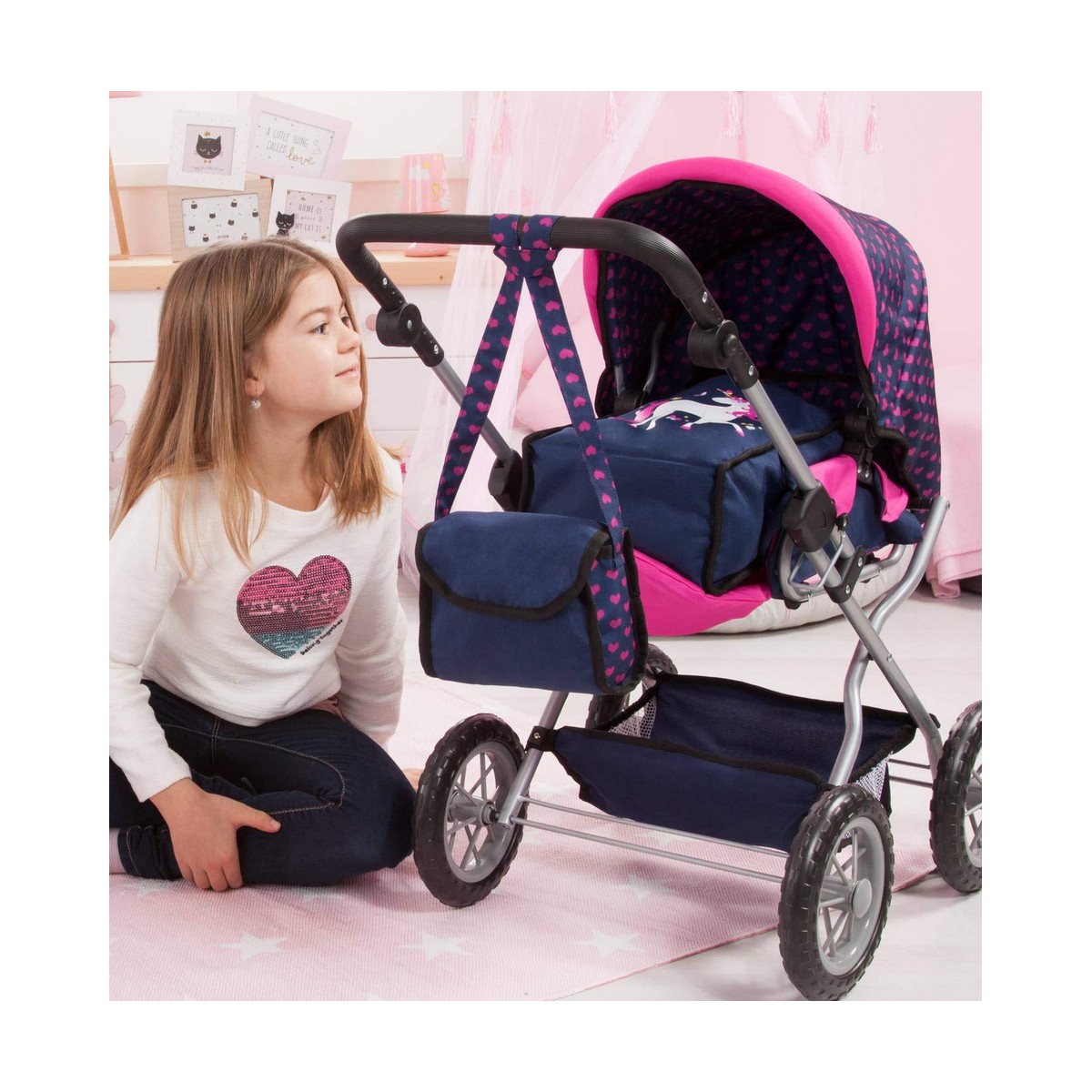Dockvagn Reig Big Combi Blå Rosa - 13