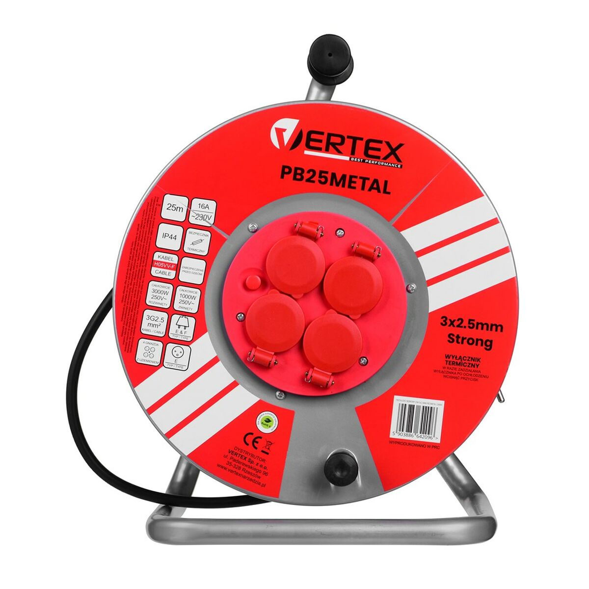 Förlängningssladd Vertex PB25METAL Svart 25 m - 2