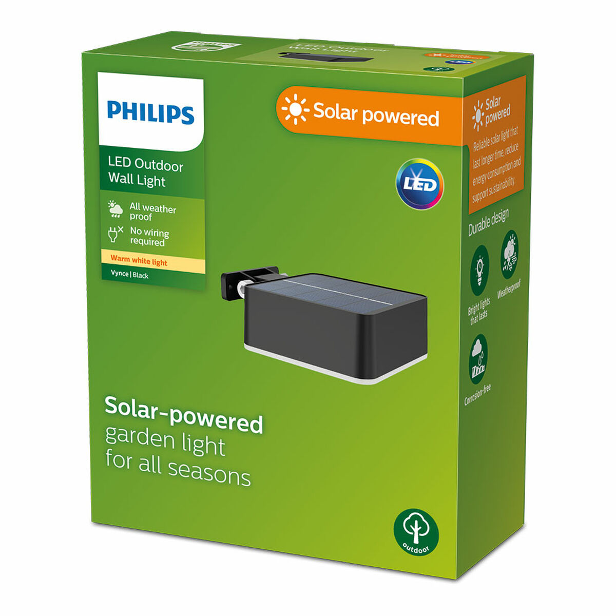 Vägglykta Philips 1,5 W 200 Lm Sol Fyrkantig (2700 K) - 4