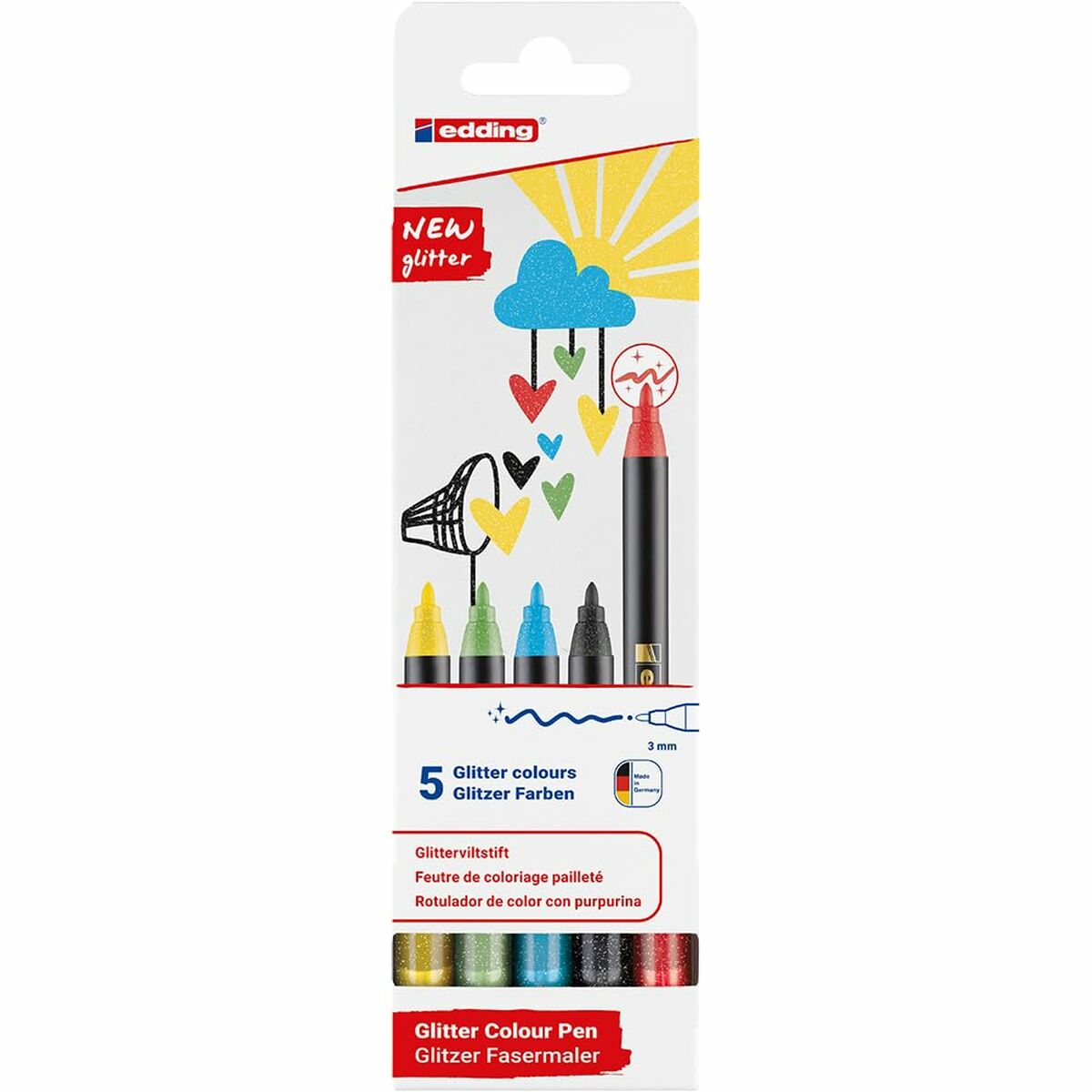 Tuschpennor Edding 1200 Multicolour Glitter Fall 5 antal - 2