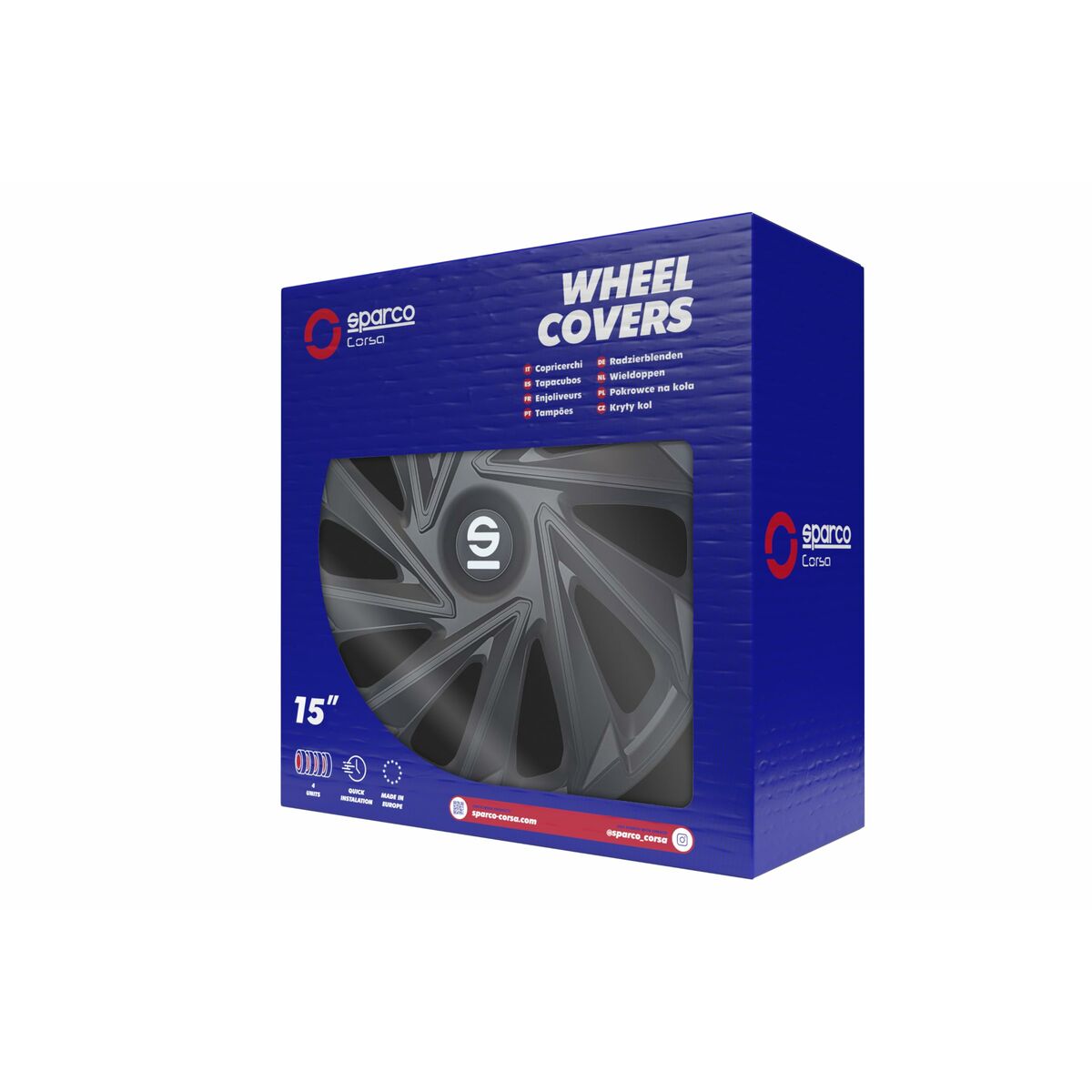 Navkapsel Sparco Varese Svart 15" 4 antal - 4