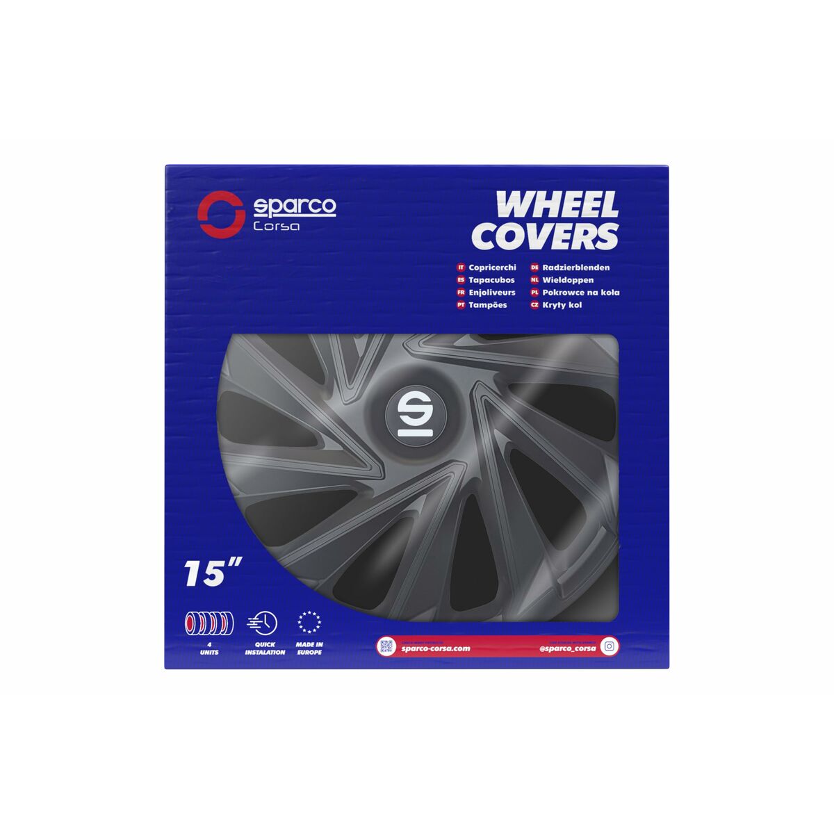 Navkapsel Sparco Varese Svart 15" 4 antal - 3