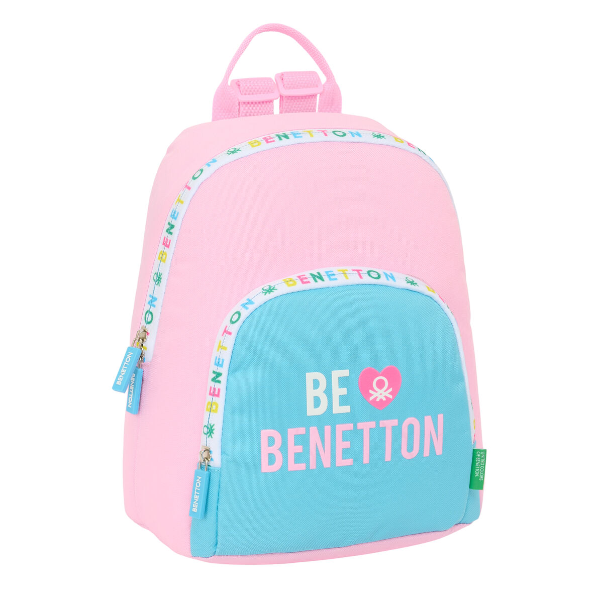 Ryggsäck Casual Benetton Unique Rosa Turkos 25 x 30 x 13 cm