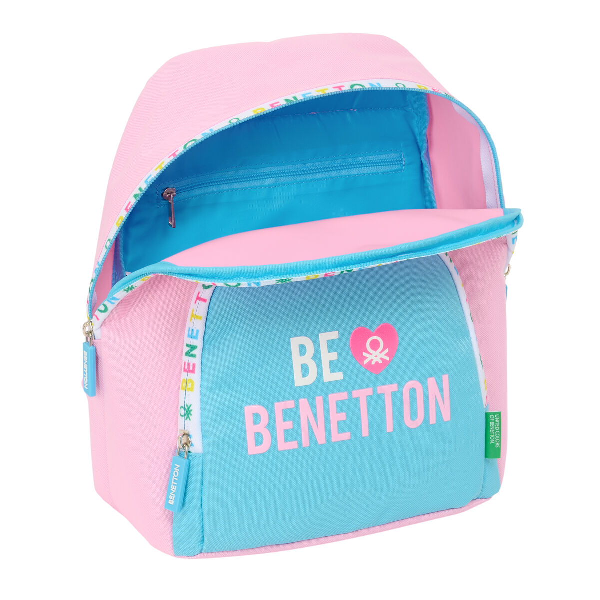 Ryggsäck Casual Benetton Unique Rosa Turkos 25 x 30 x 13 cm - 2