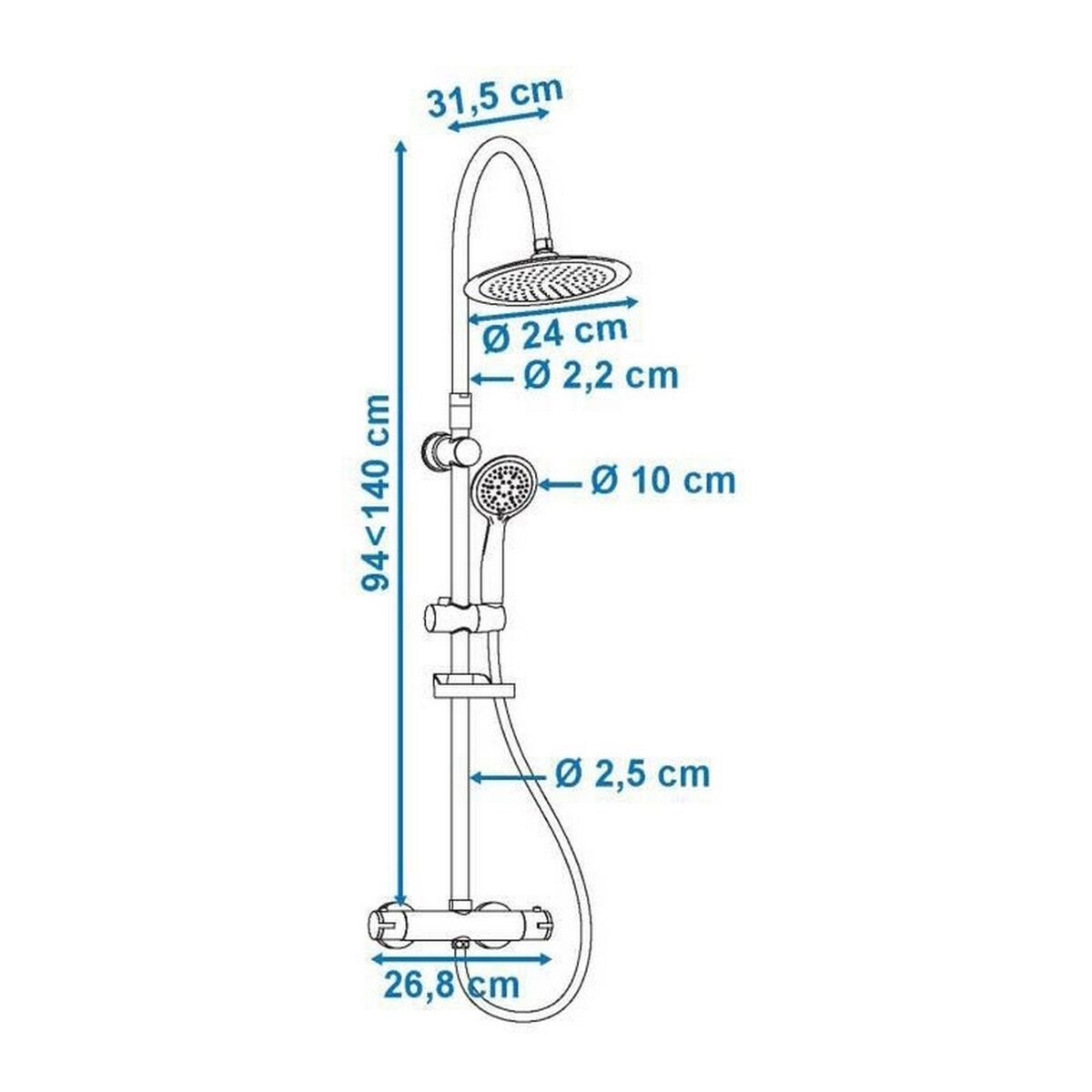 Duschpelare Rousseau Grå Metall - 4