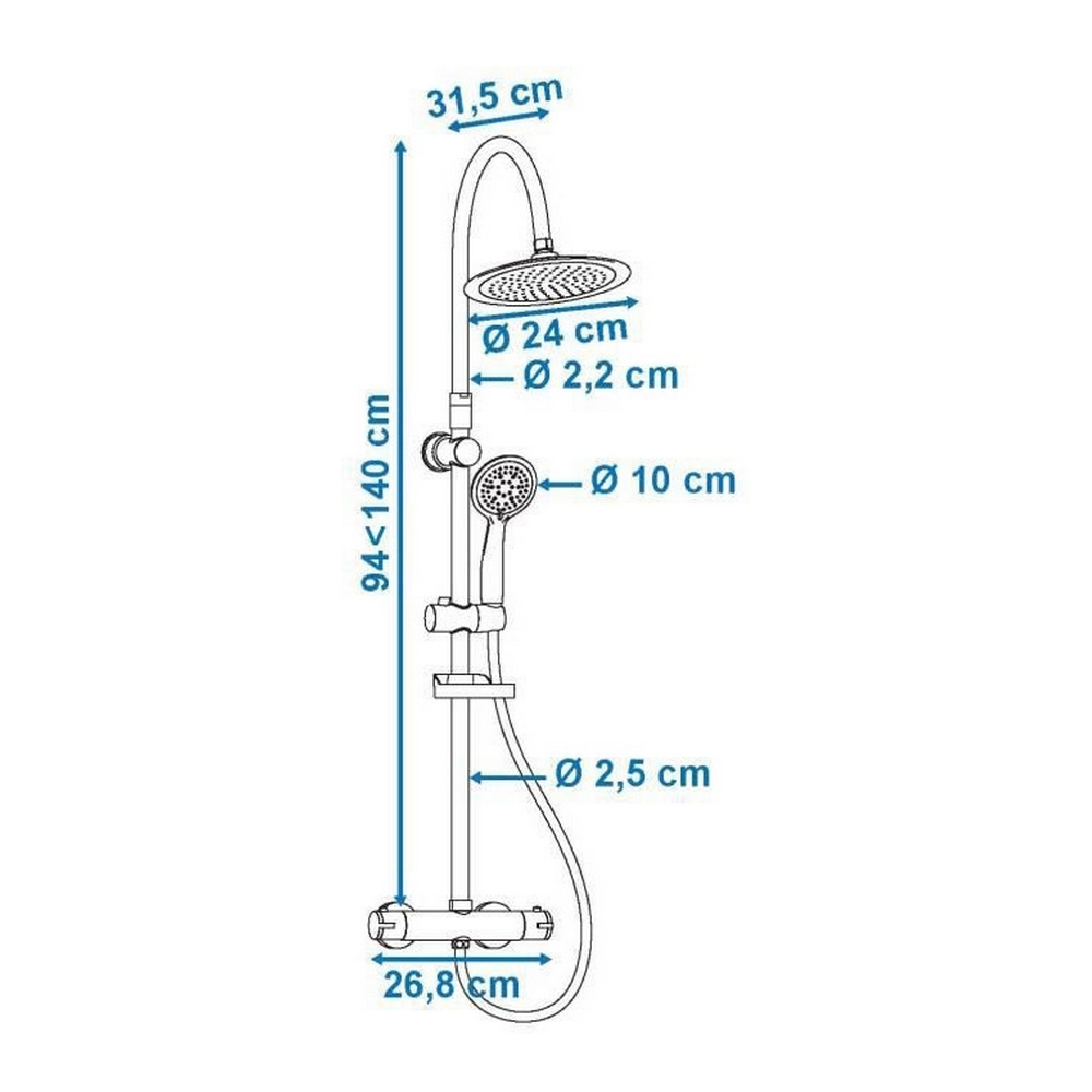 Duschpelare Rousseau Grå Metall - 2
