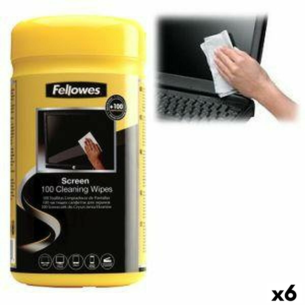 Rengöringsservetter Fellowes 9970330 Automat/anordning Skärm 100 Delar - 2