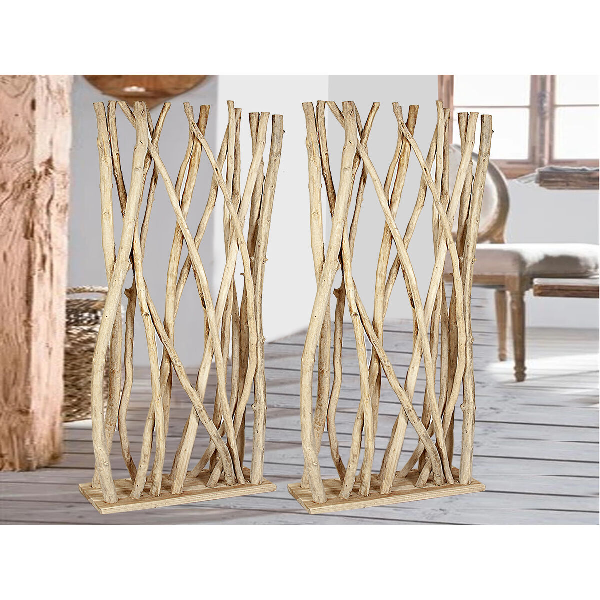 Separator Romimex Naturell teakträ 60 x 180 x 15 cm - 3