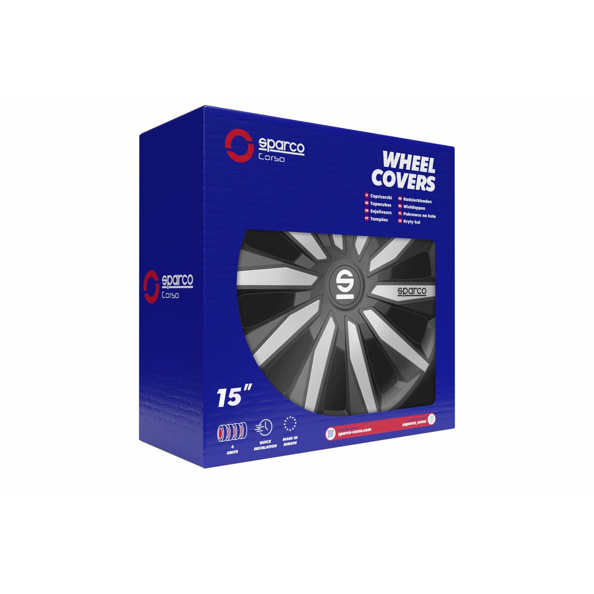 Navkapsel Sparco Milano Svart/Silvrig 15" 4 antal - 4