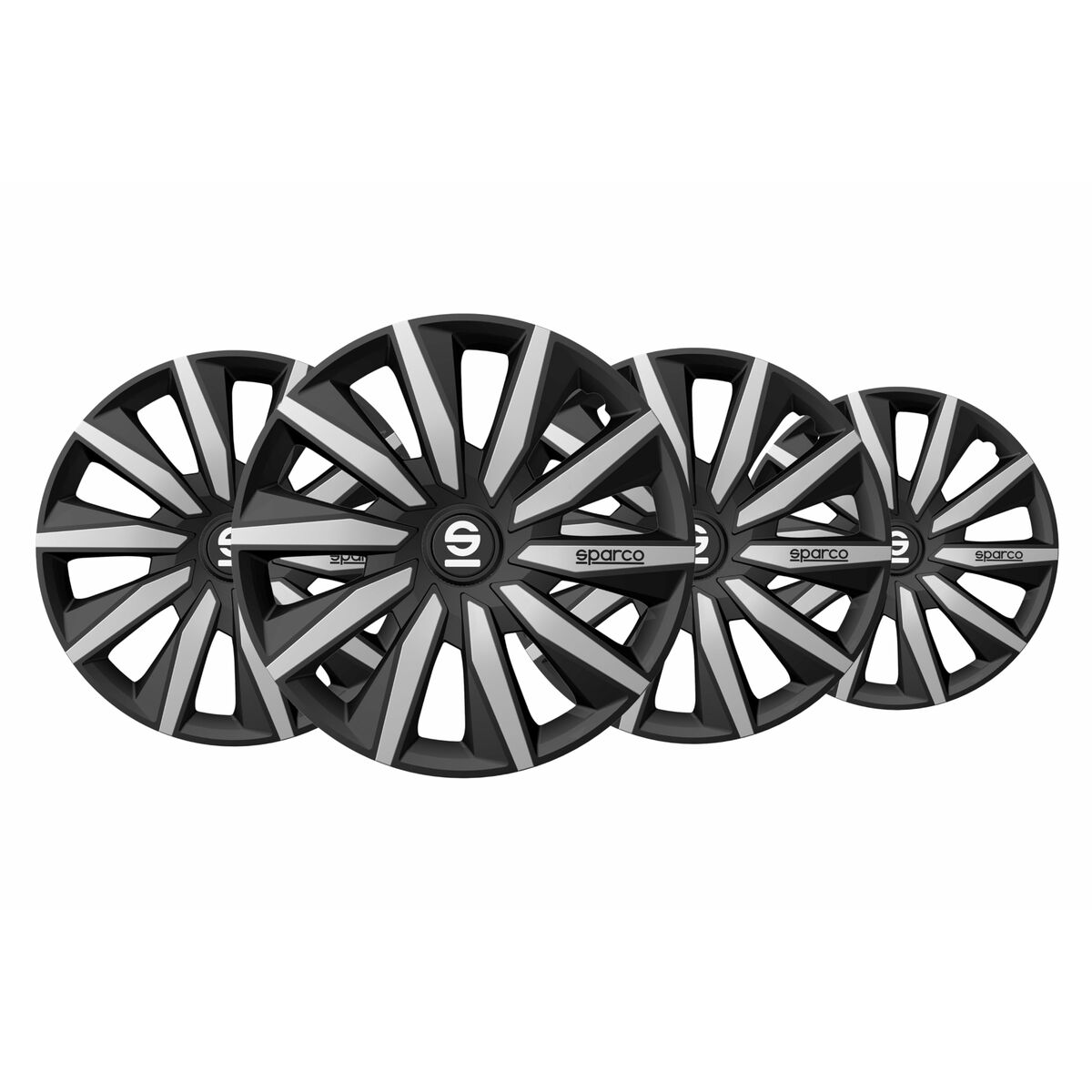 Navkapsel Sparco Milano Svart/Silvrig 15" 4 antal