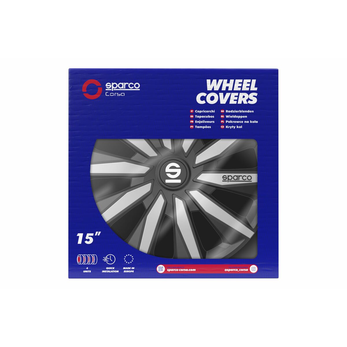Navkapsel Sparco Milano Svart/Silvrig 15" 4 antal - 5