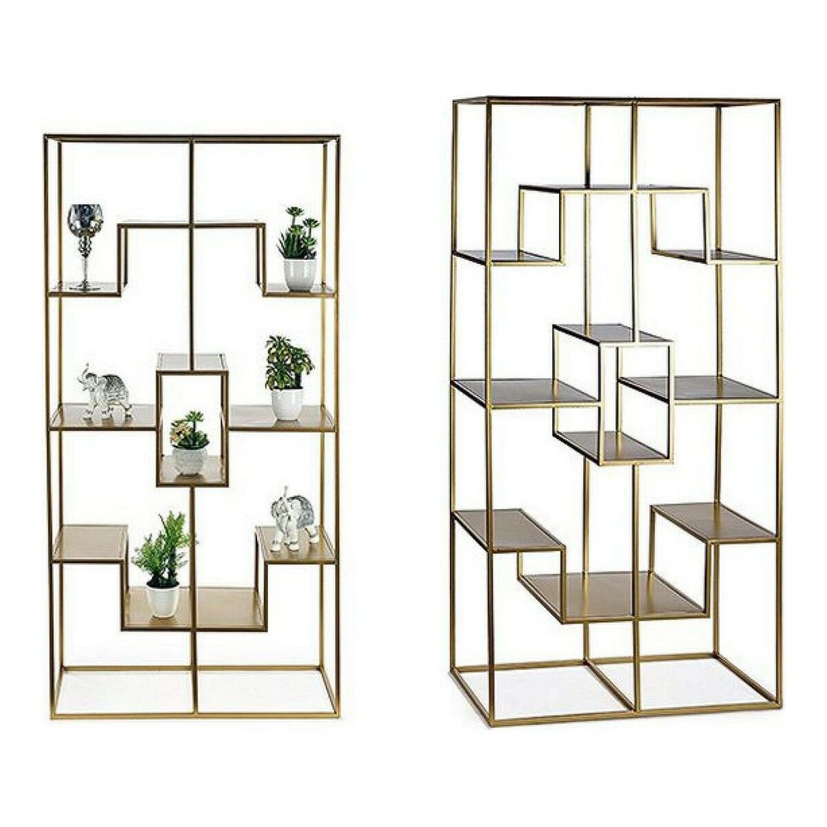 Bokhylla Gift Decor BIG-S3605004 Gyllene Metall 45 x 200 x 100 cm - 4