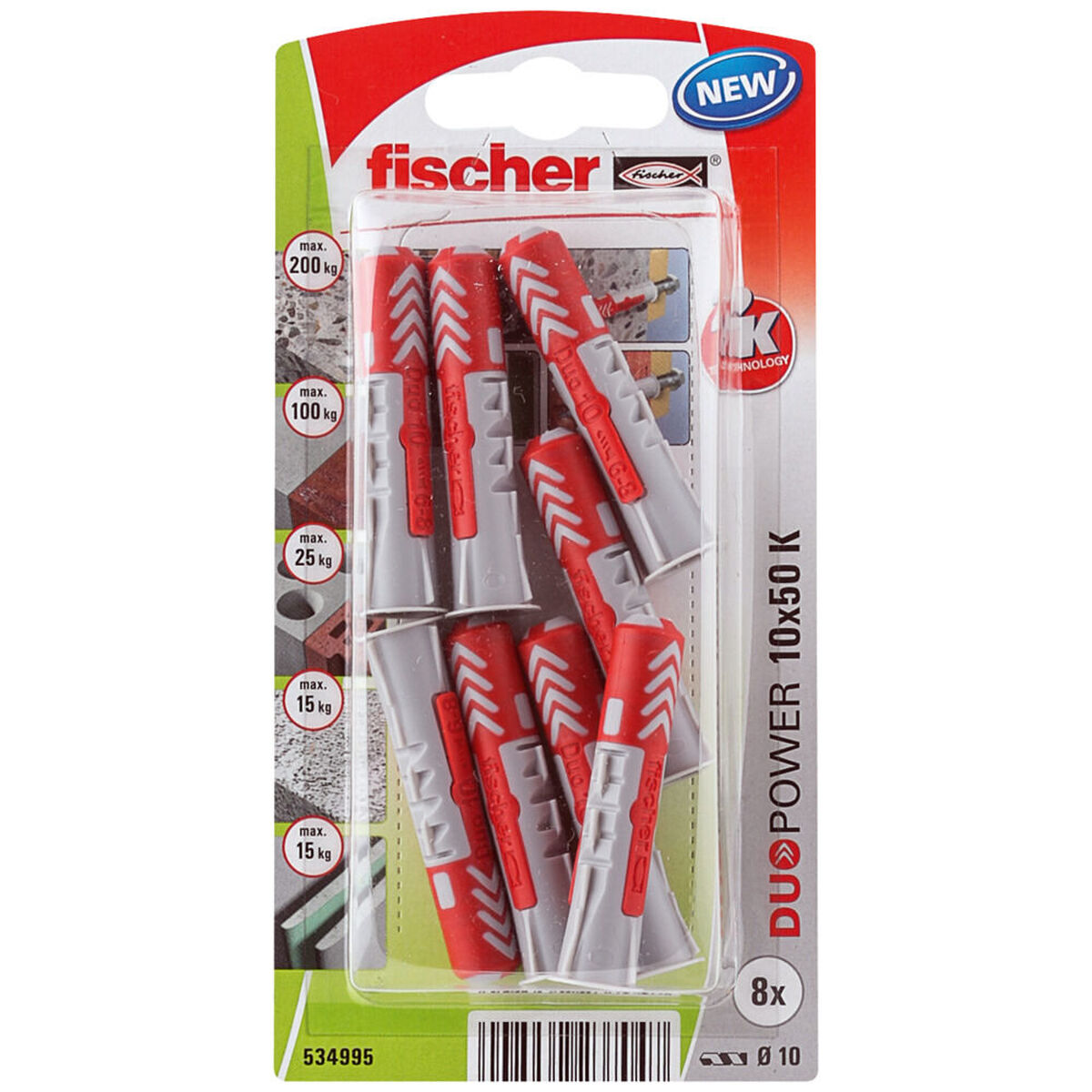 Dobbar Fischer DuoPower 534995 Ø 10 x 50 mm Nylon (8 antal) - 2